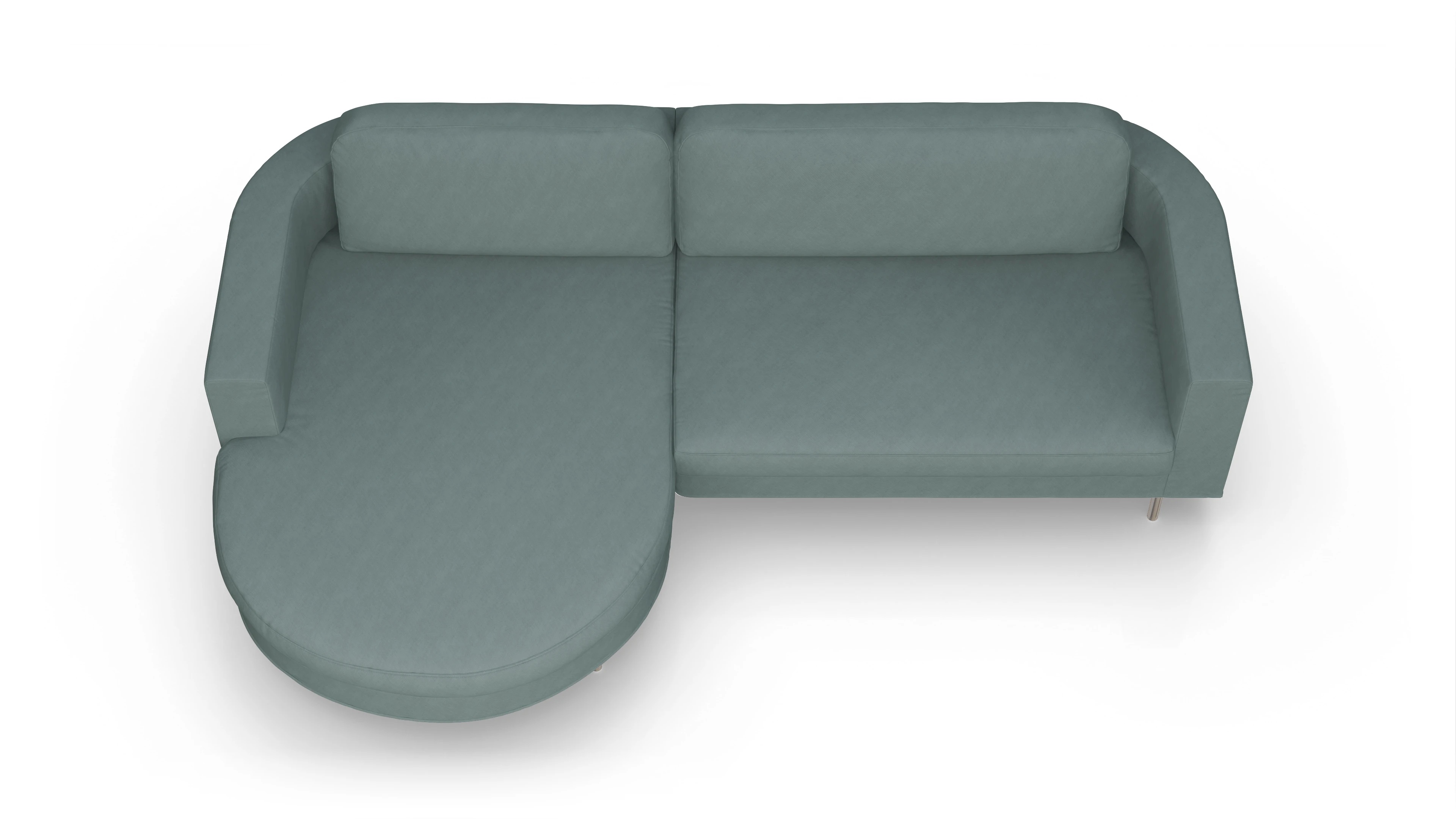 Designer-Stoffsofa Girando Ansicht des Produktes Girando Sofa mit Rec links in Stoff blau