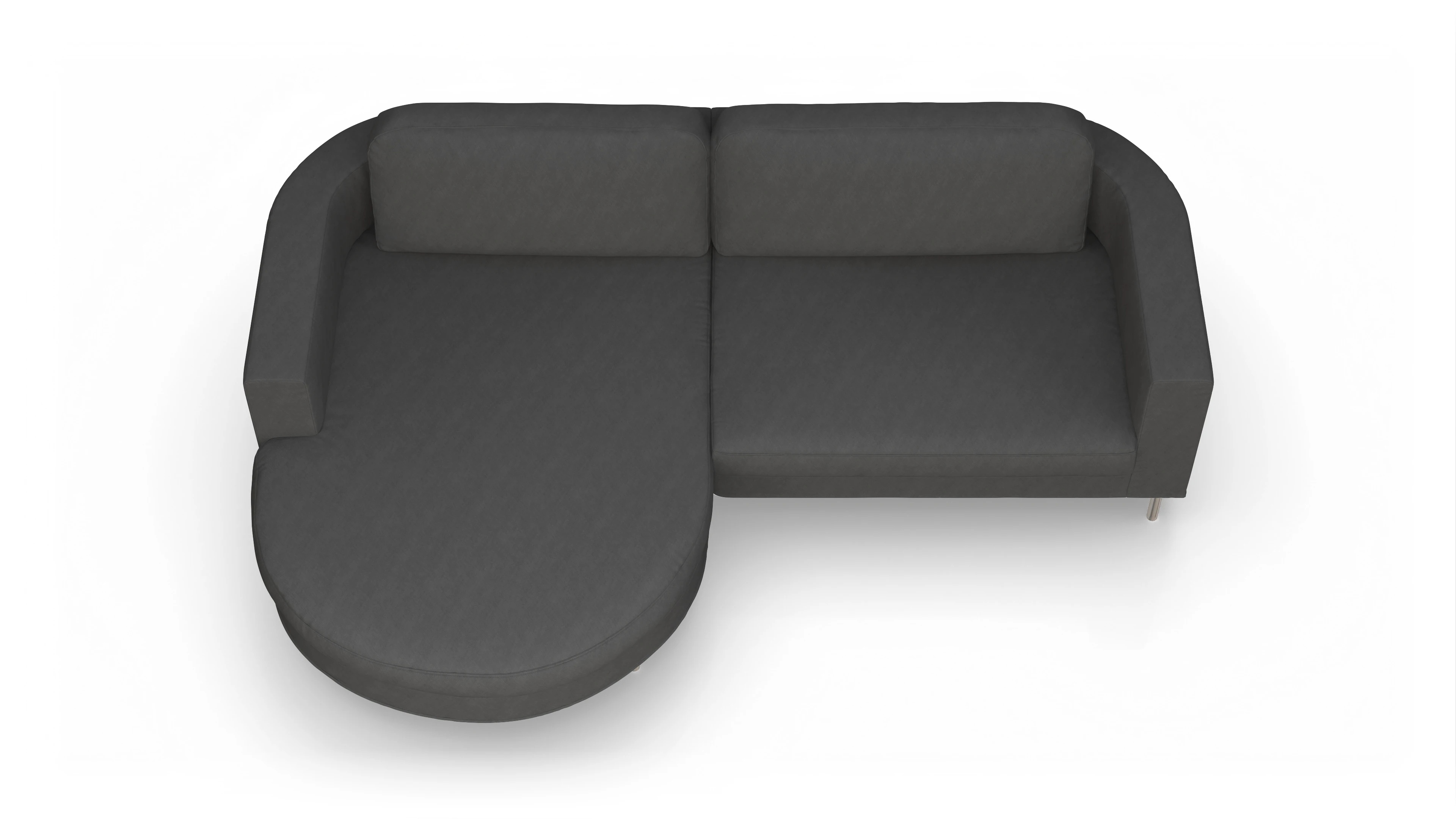 Designer-Stoffsofa Girando Ansicht des Produktes Girando Sofa mit Rec links in Stoff grau