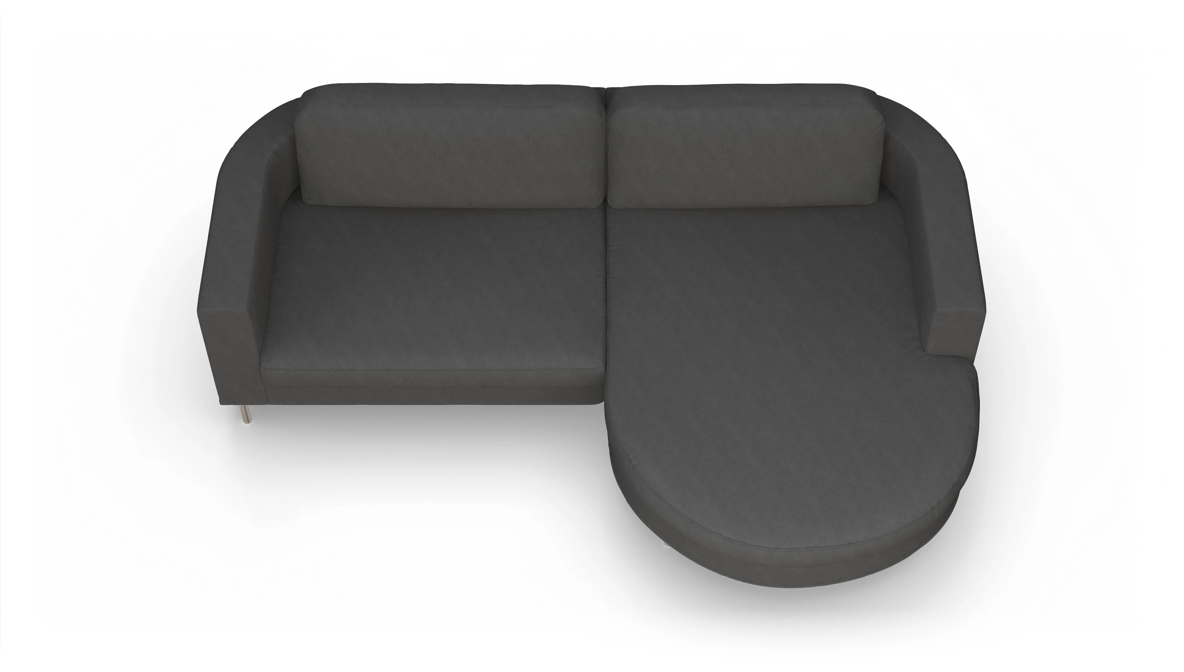 Designer-Stoffsofa Girando Ansicht des Produktes Girando Sofa mit Rec rechts in Stoff grau