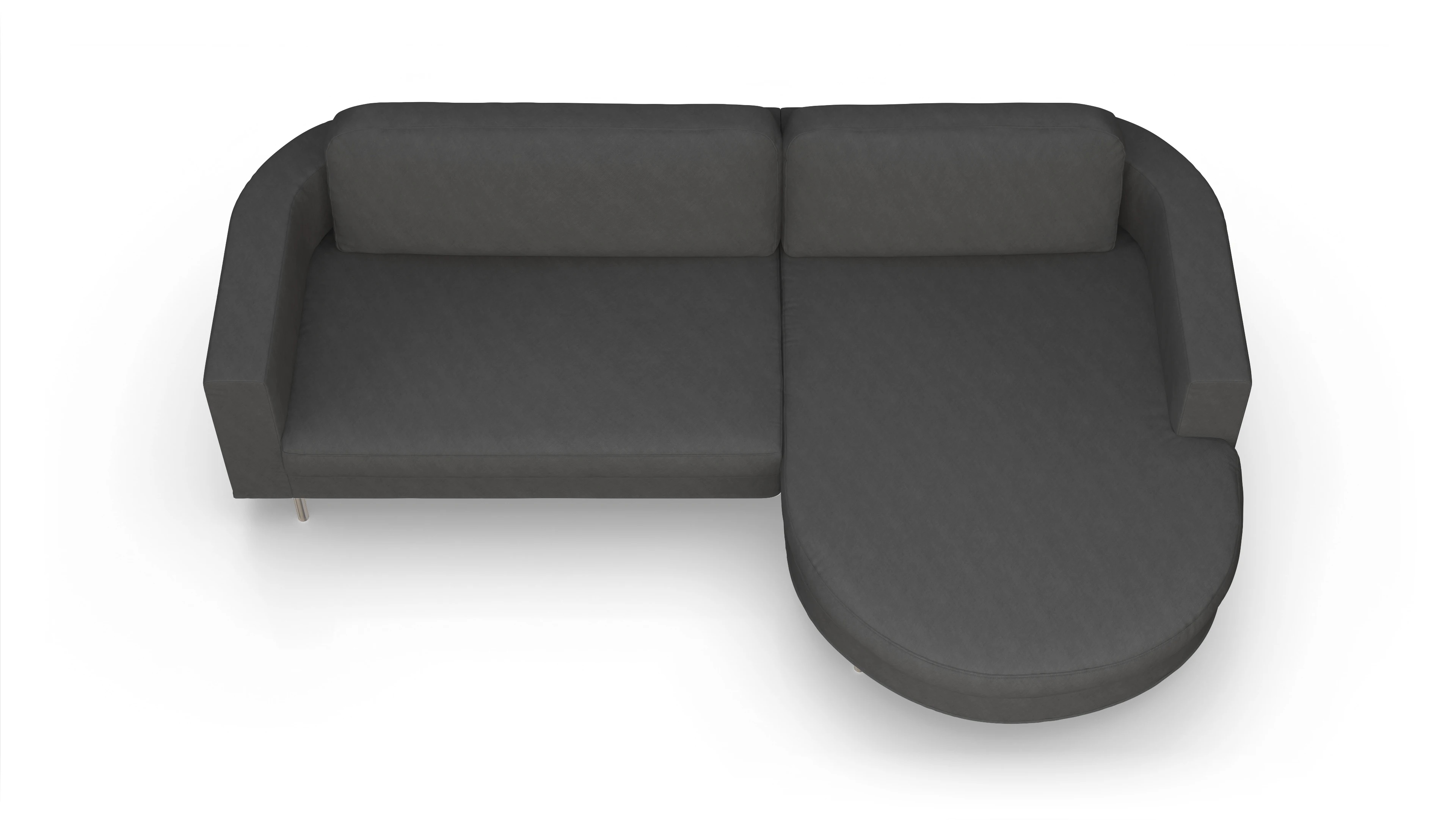 Designer-Stoffsofa Girando Ansicht des Produktes Girando Sofa mit Rec rechts in Stoff grau