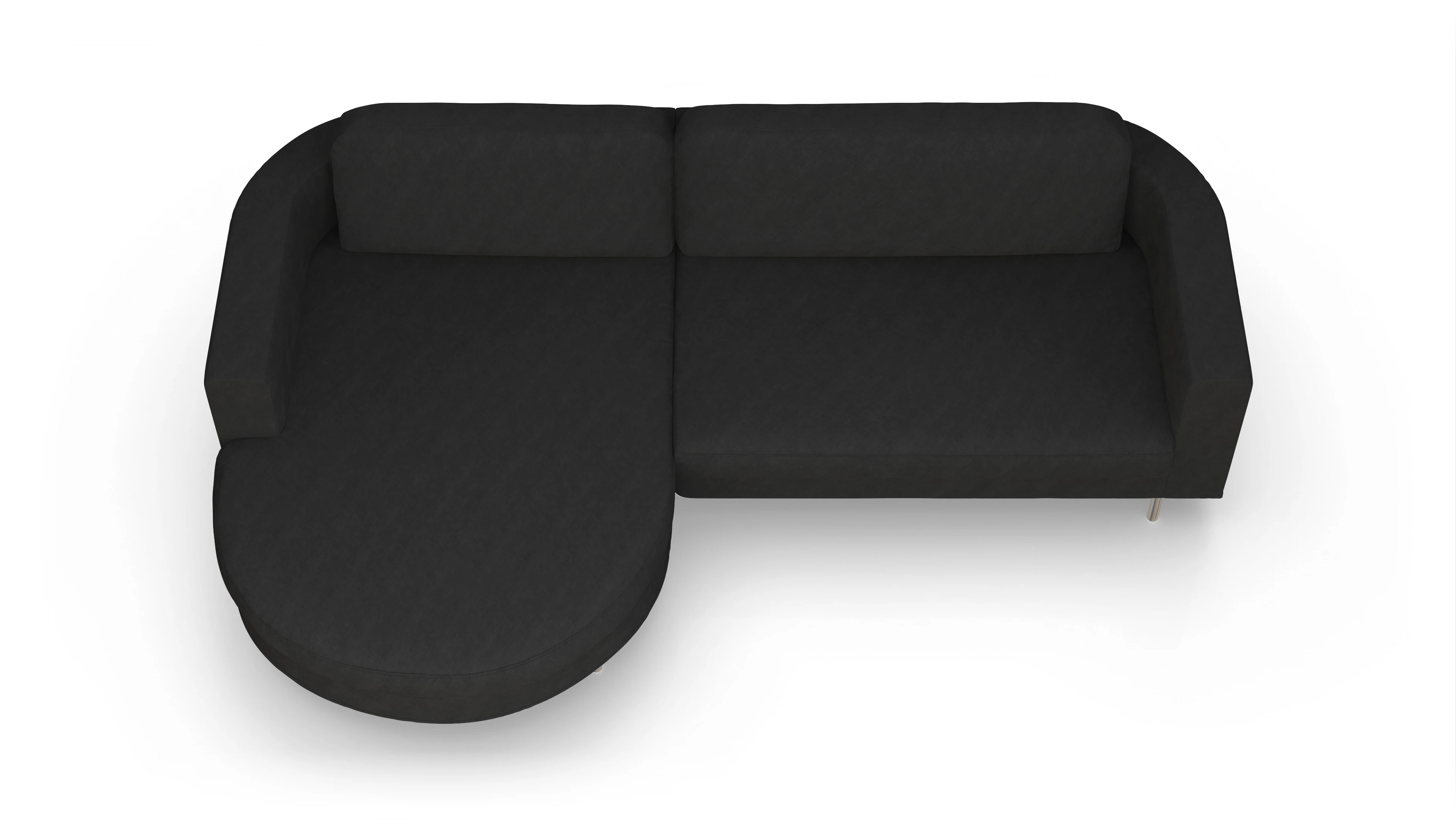 Designer-Stoffsofa Girando Ansicht des Produktes Girando Sofa mit Rec links in Stoff grau