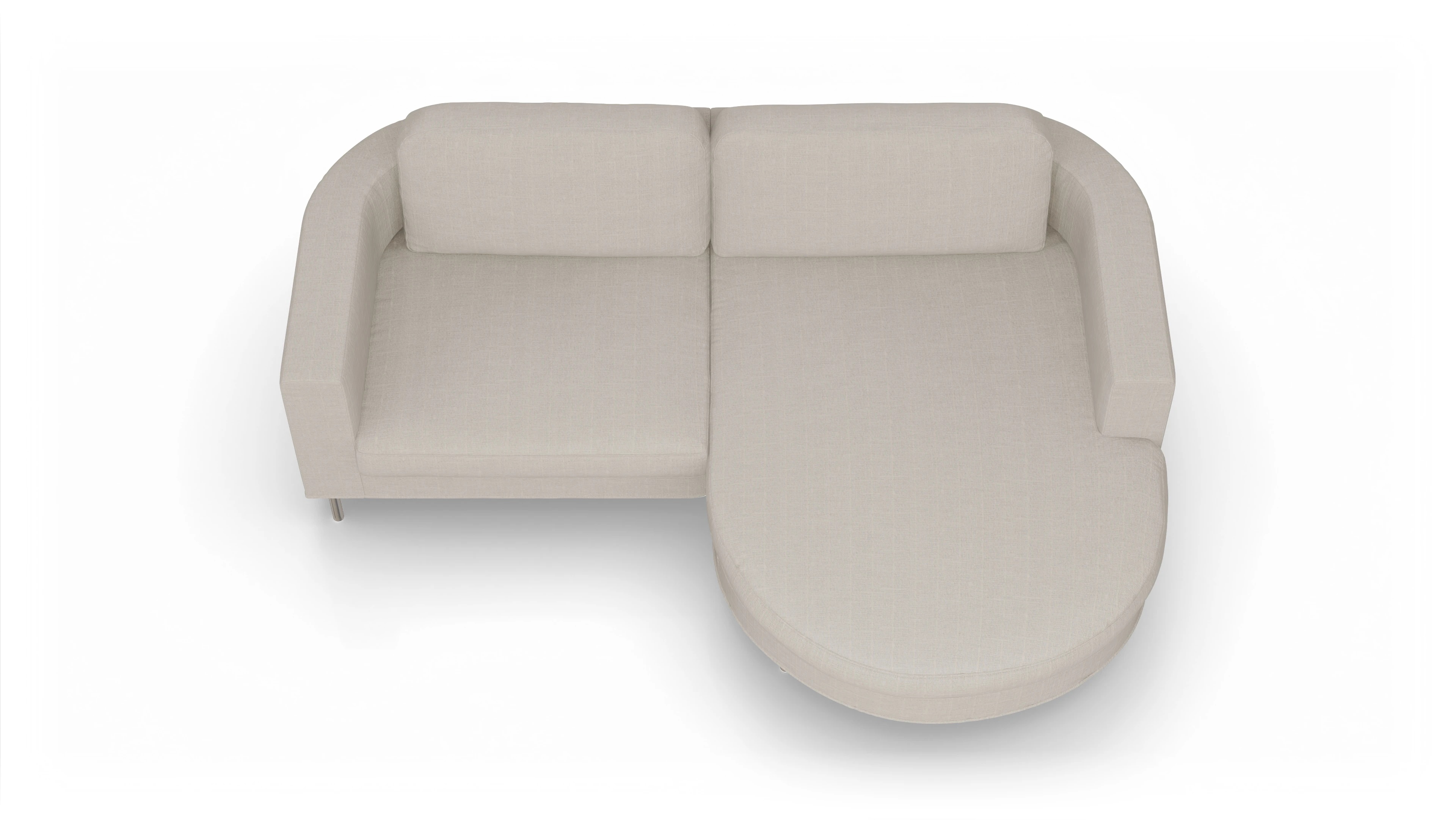 Designer-Stoffsofa Girando Ansicht des Produktes Girando Sofa mit Rec rechts in Stoff beige