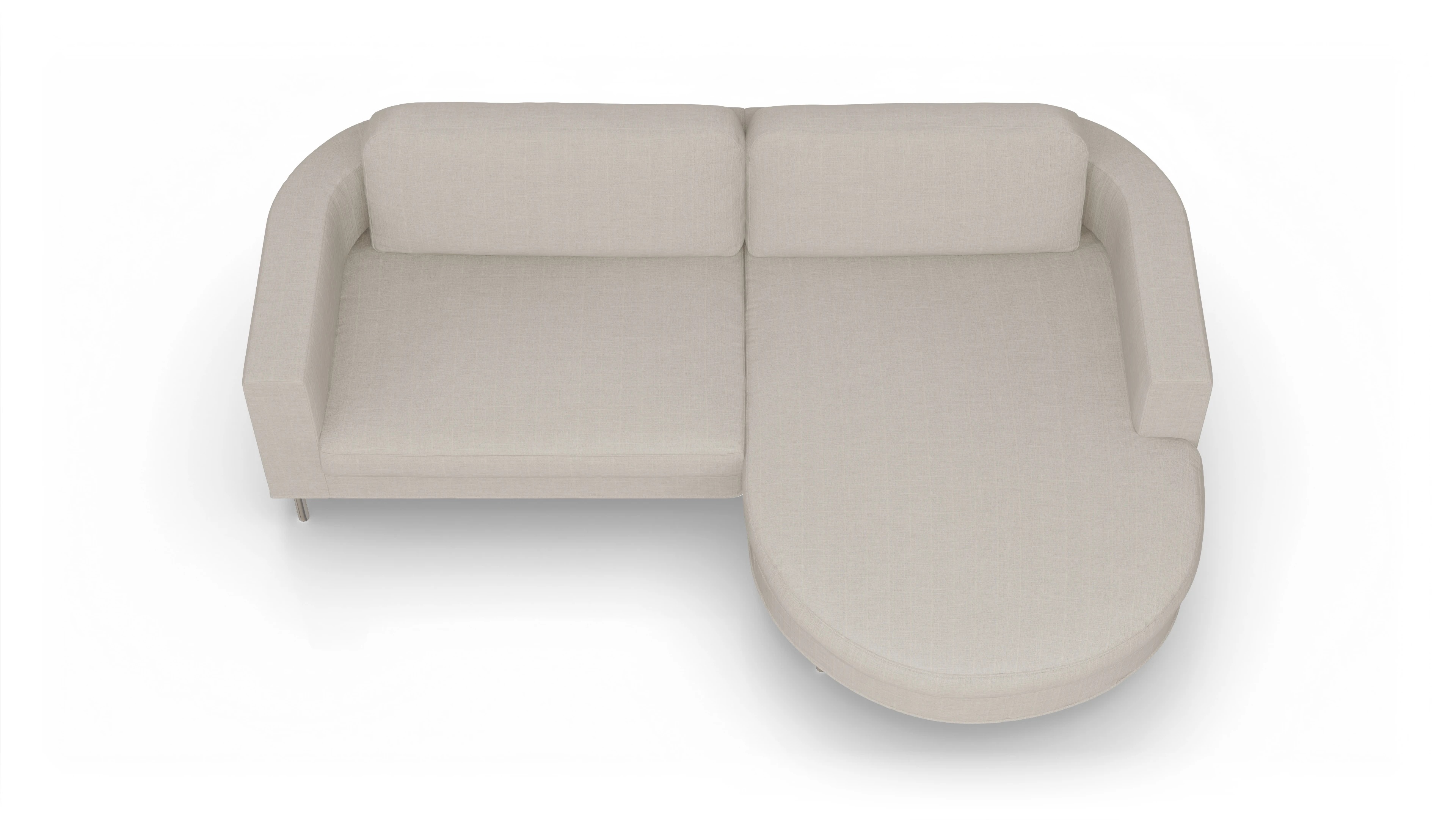 Designer-Stoffsofa Girando Ansicht des Produktes Girando Sofa mit Rec rechts in Stoff beige