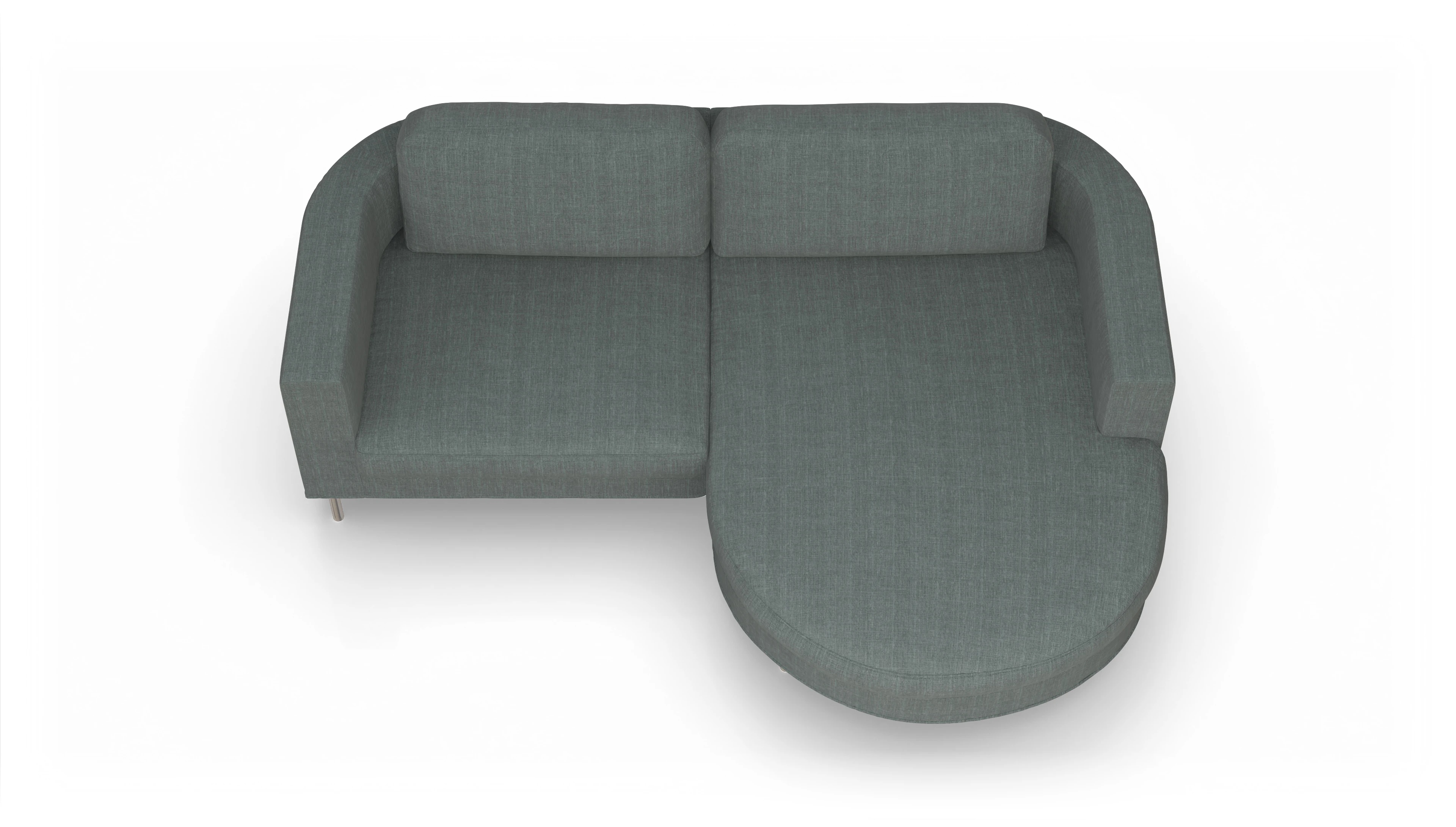 Ansicht des Produktes Girando Sofa mit Rec rechts in Stoff grau
