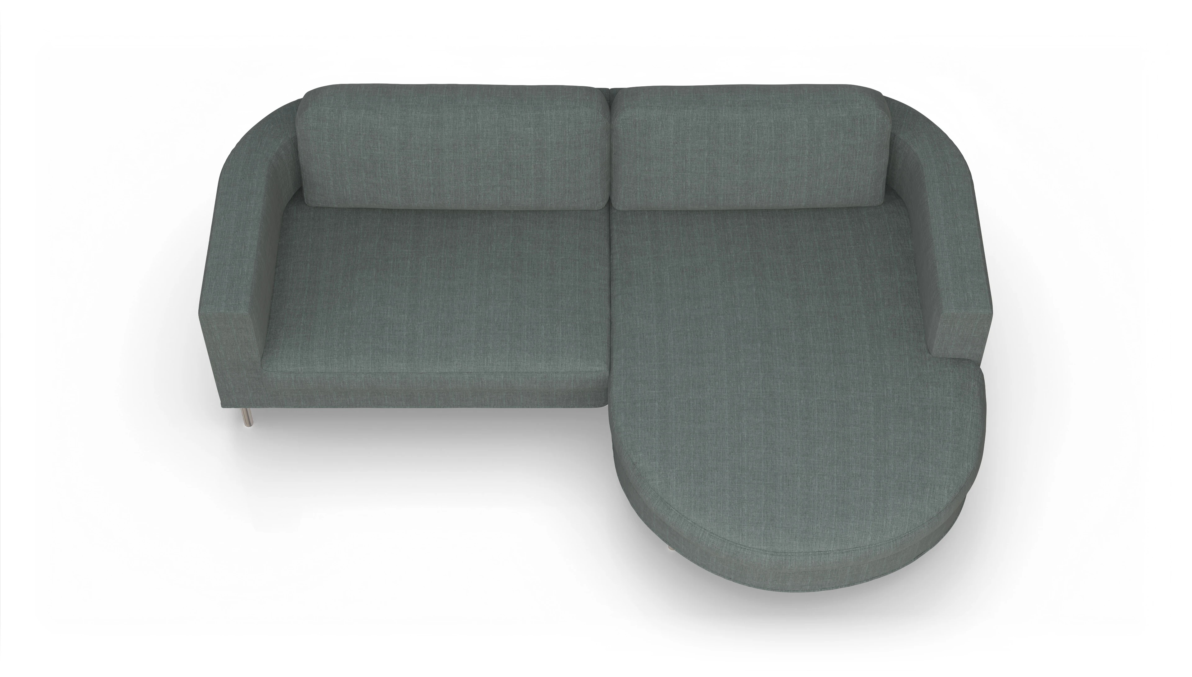 Designer-Stoffsofa Girando Ansicht des Produktes Girando Sofa mit Rec rechts in Stoff grau