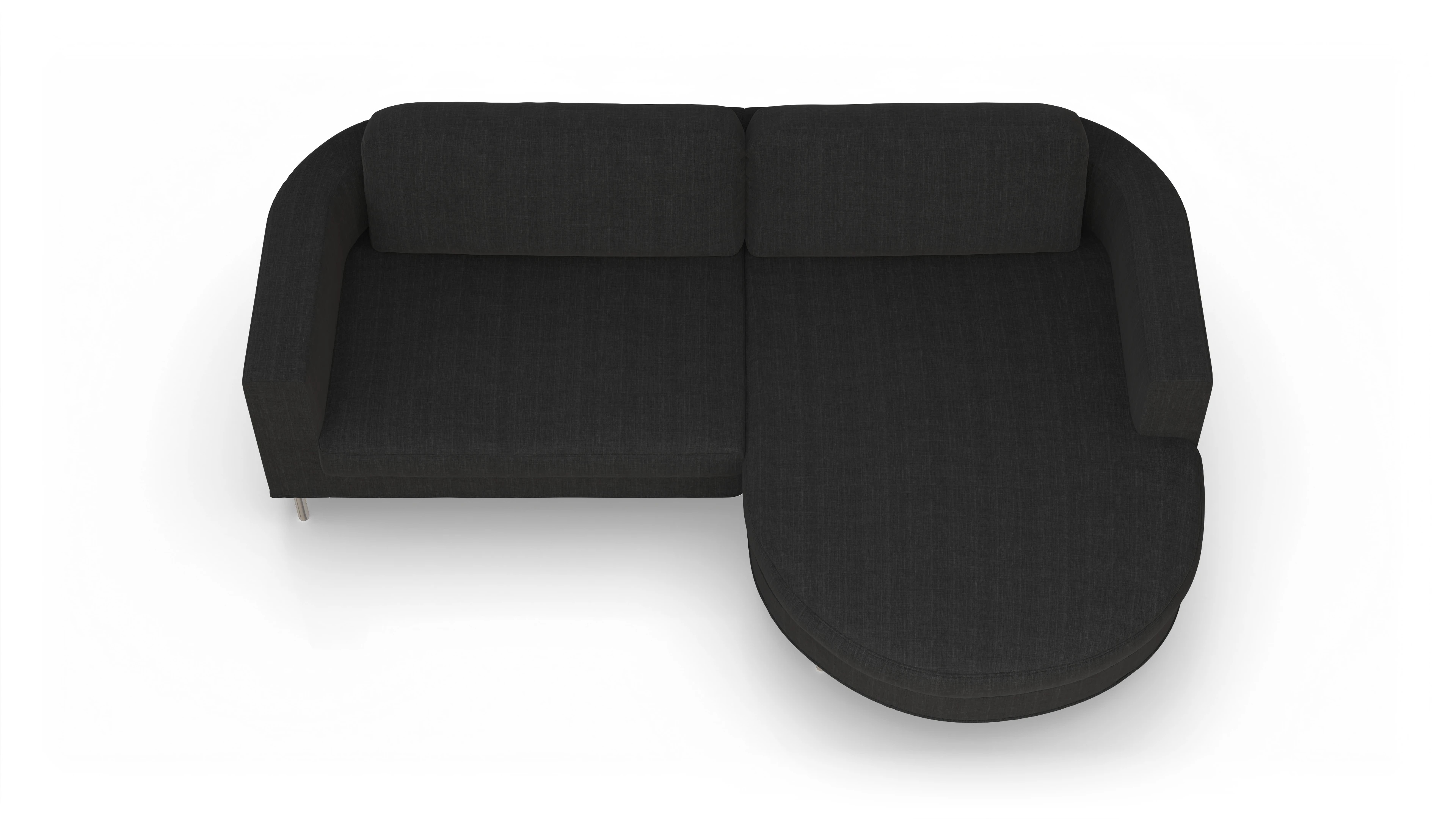 Designer-Stoffsofa Girando Ansicht des Produktes Girando Sofa mit Rec rechts in Stoff schwarz