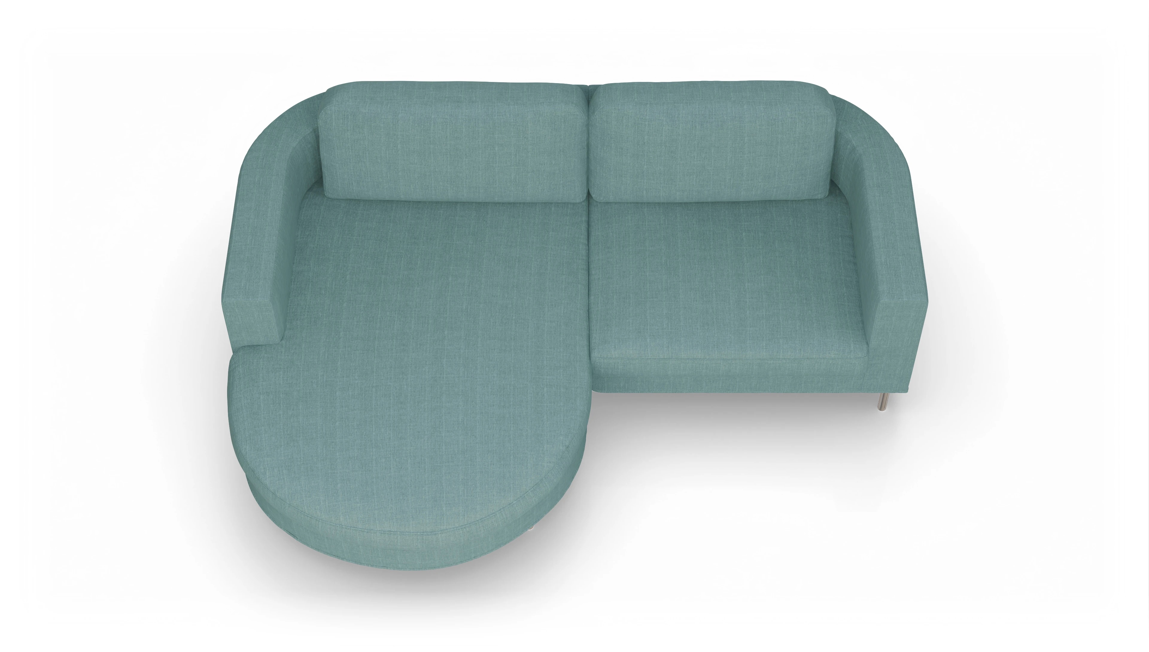Ansicht des Produktes Girando Sofa mit Rec links in Stoff blau