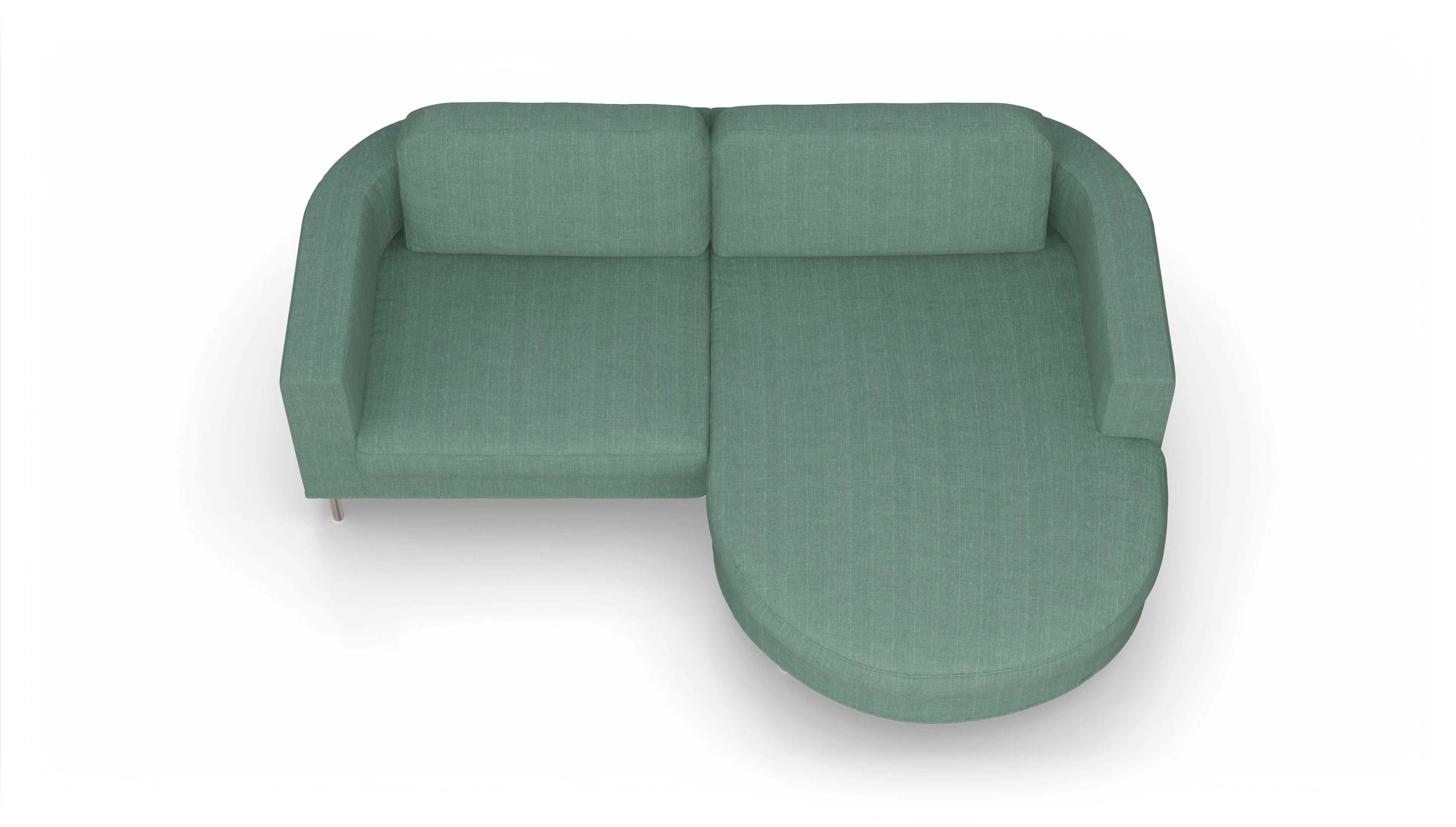 Ansicht des Produktes Girando Sofa mit Rec rechts in Stoff blau