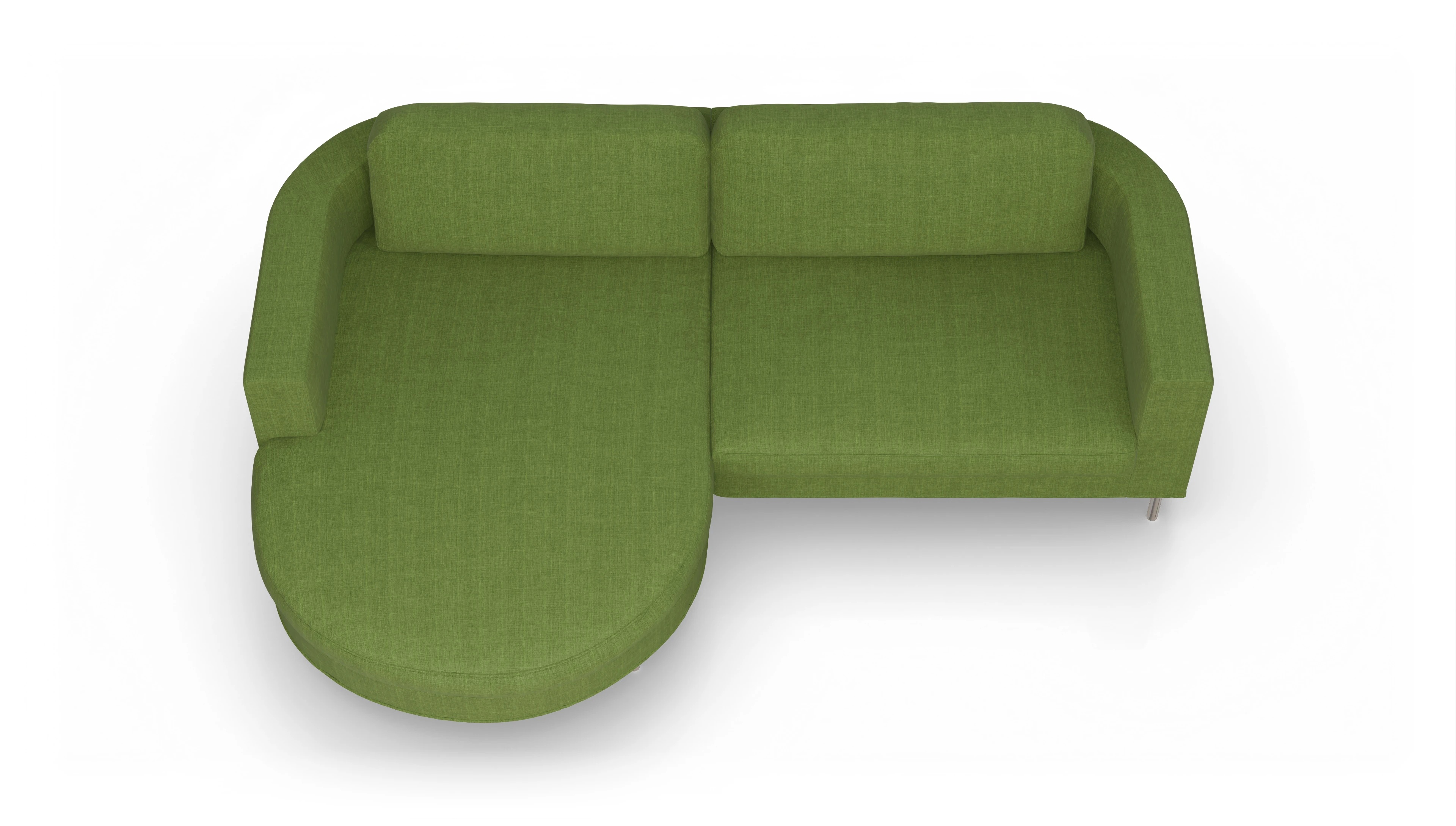 Ansicht des Produktes Girando Sofa mit Rec links in Stoff grün