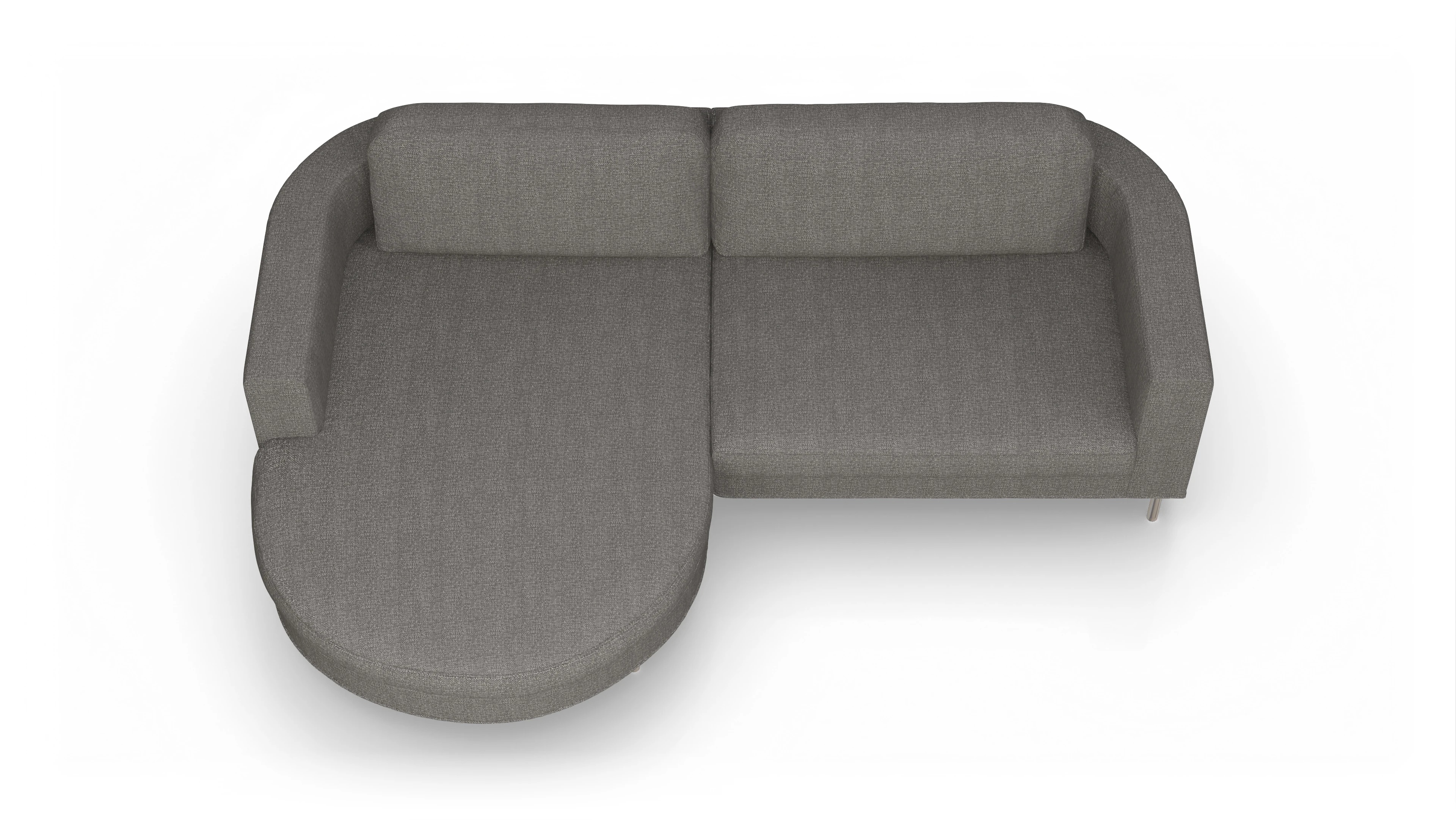 Designer-Stoffsofa Girando Ansicht des Produktes Girando Sofa mit Rec links in Stoff grau