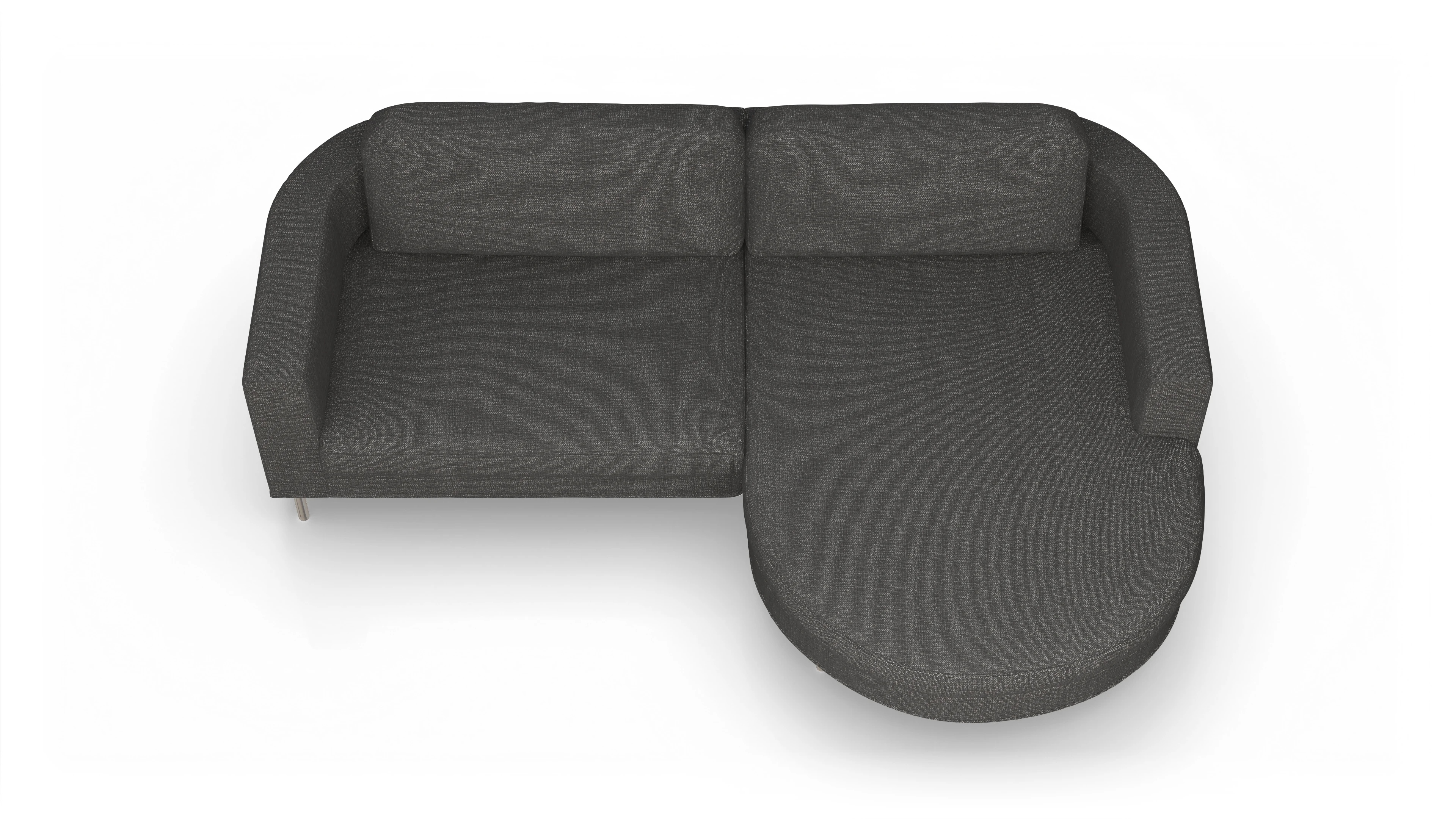 Designer-Stoffsofa Girando Ansicht des Produktes Girando Sofa mit Rec rechts in Stoff grau