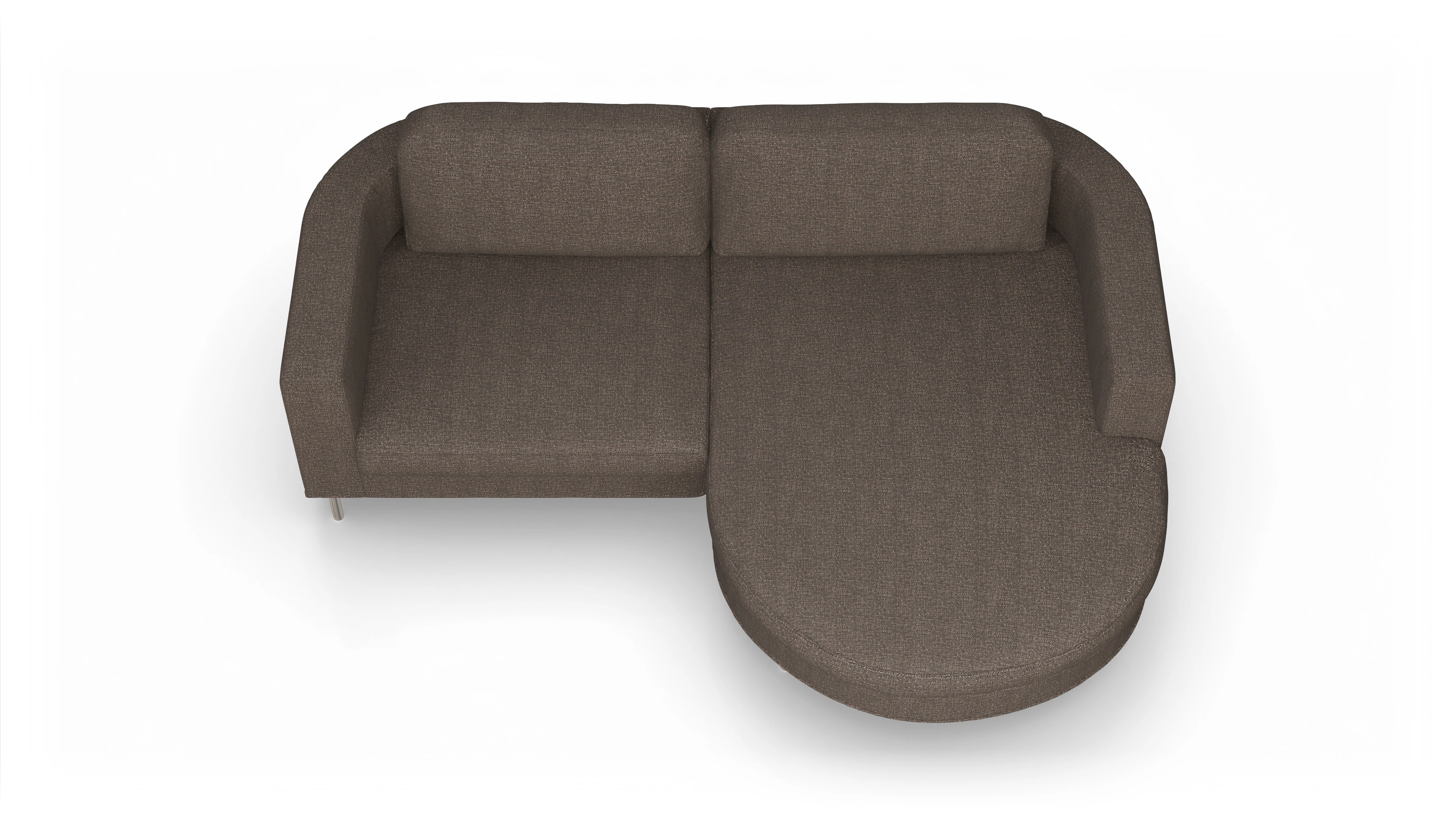 Ansicht des Produktes Girando Sofa mit Rec rechts in Stoff braun