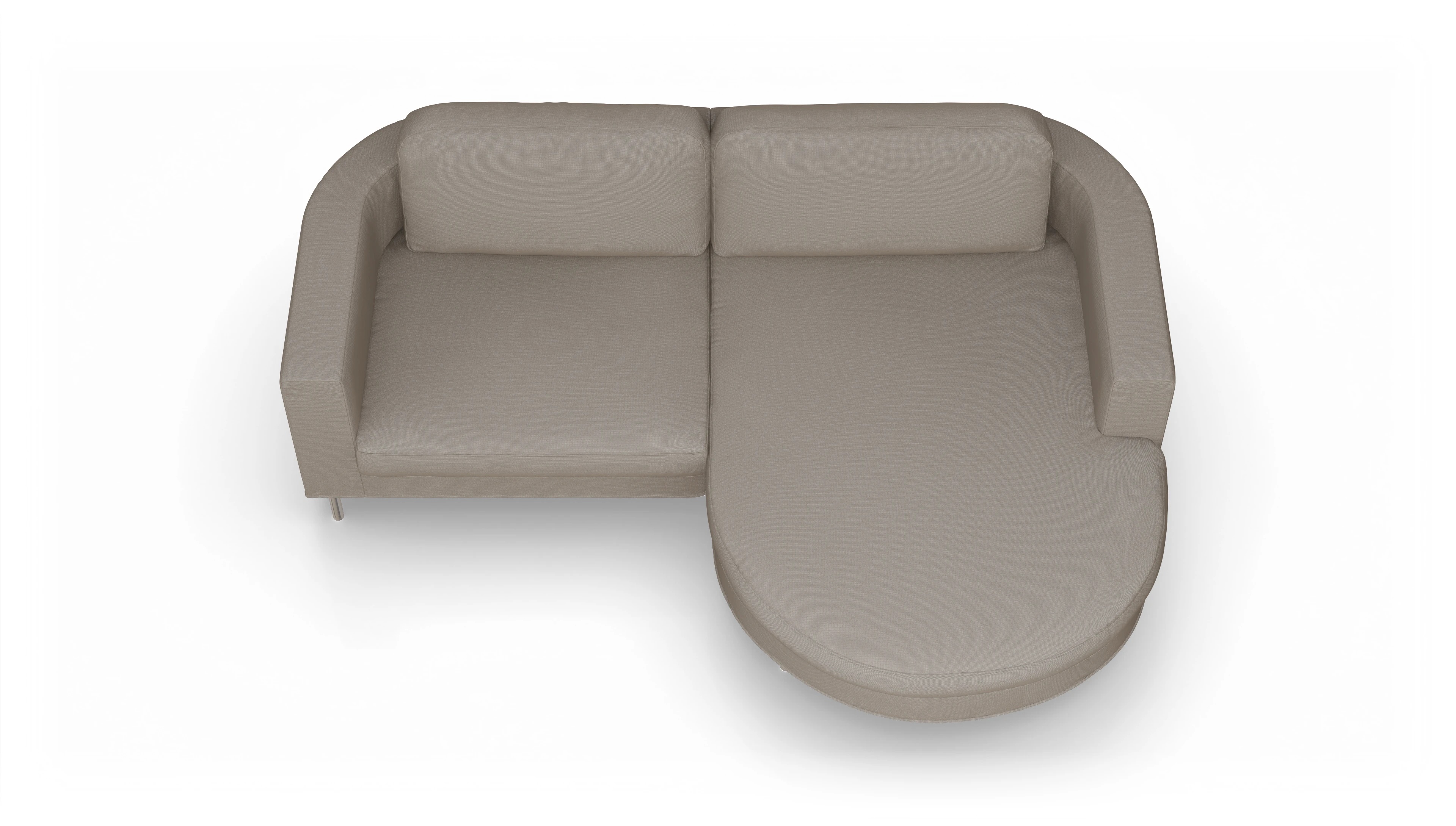 Designer-Stoffsofa Girando Ansicht des Produktes Girando Sofa mit Rec rechts in Stoff beige