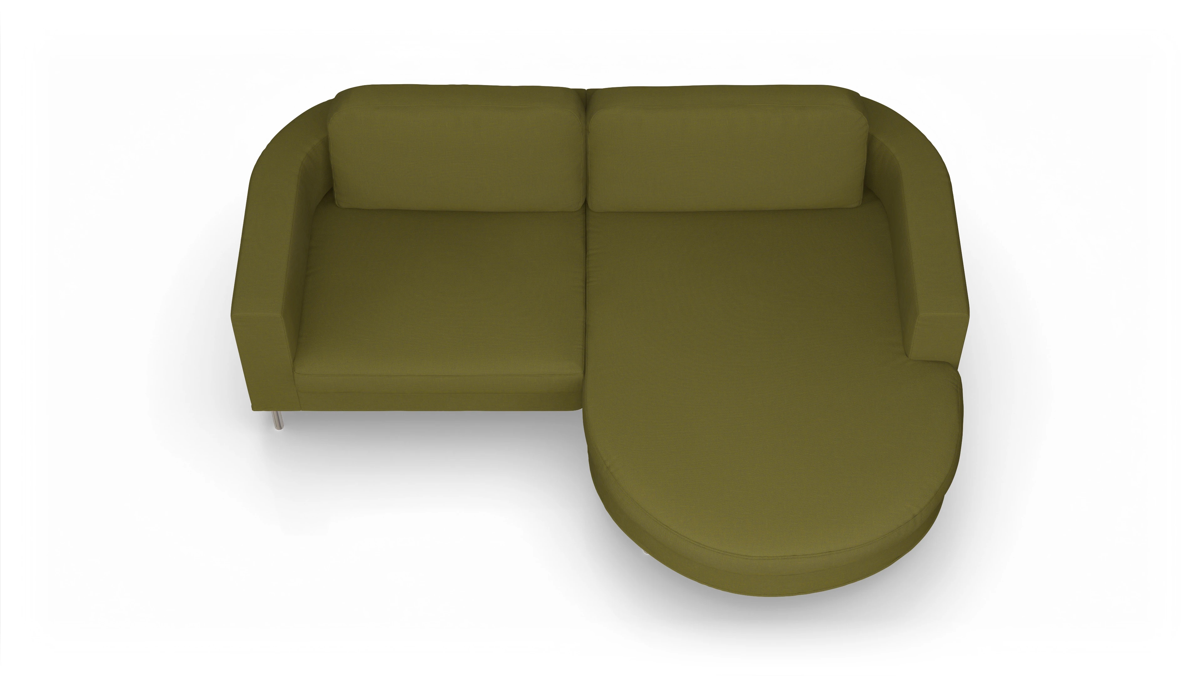 Ansicht des Produktes Girando Sofa mit Rec rechts in Stoff grün