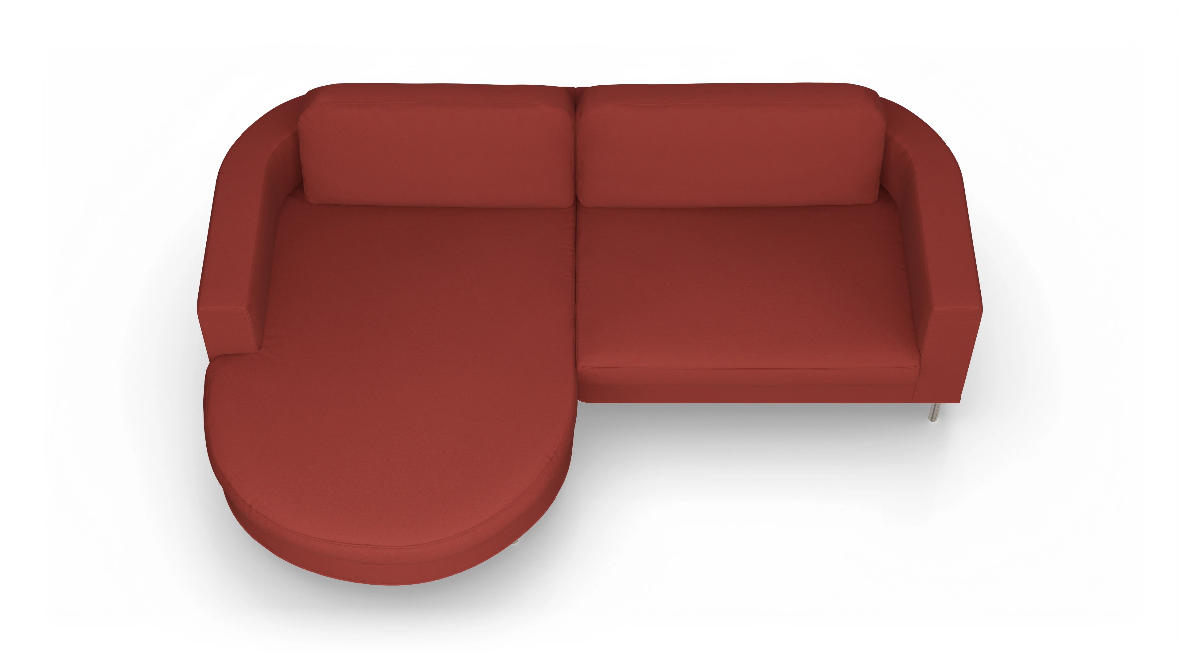 Ansicht des Produktes Girando Sofa mit Rec links in Stoff rot