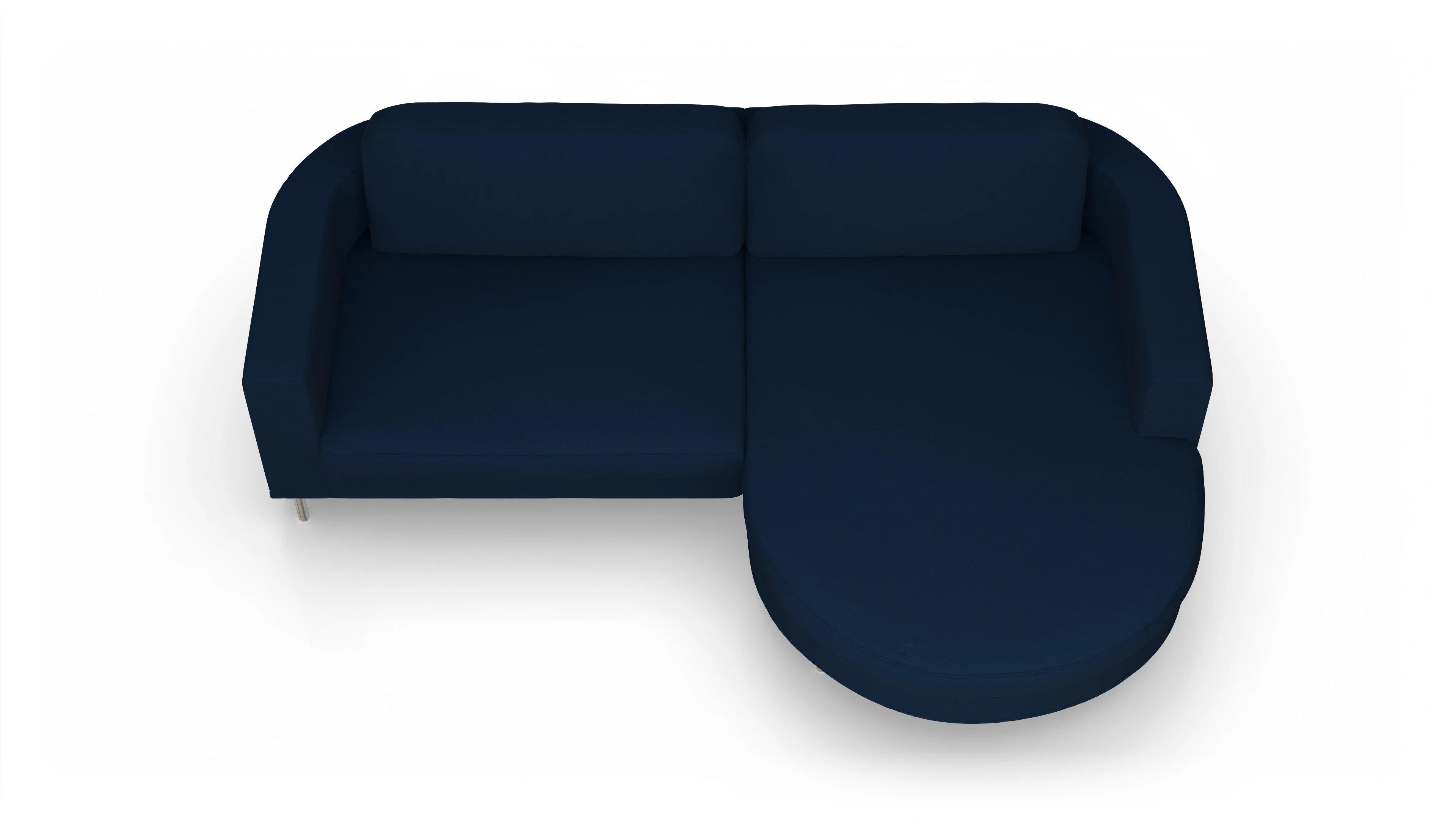 Designer-Stoffsofa Girando Ansicht des Produktes Girando Sofa mit Rec rechts in Stoff blau