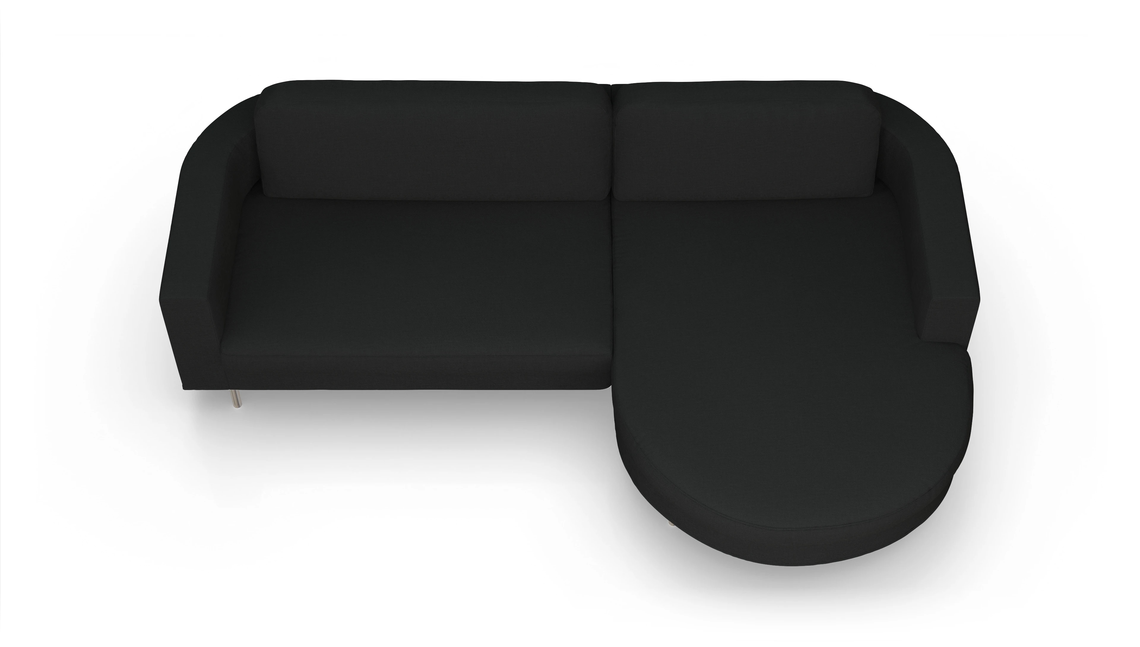 Designer-Stoffsofa Girando Ansicht des Produktes Girando Sofa mit Rec rechts in Stoff schwarz