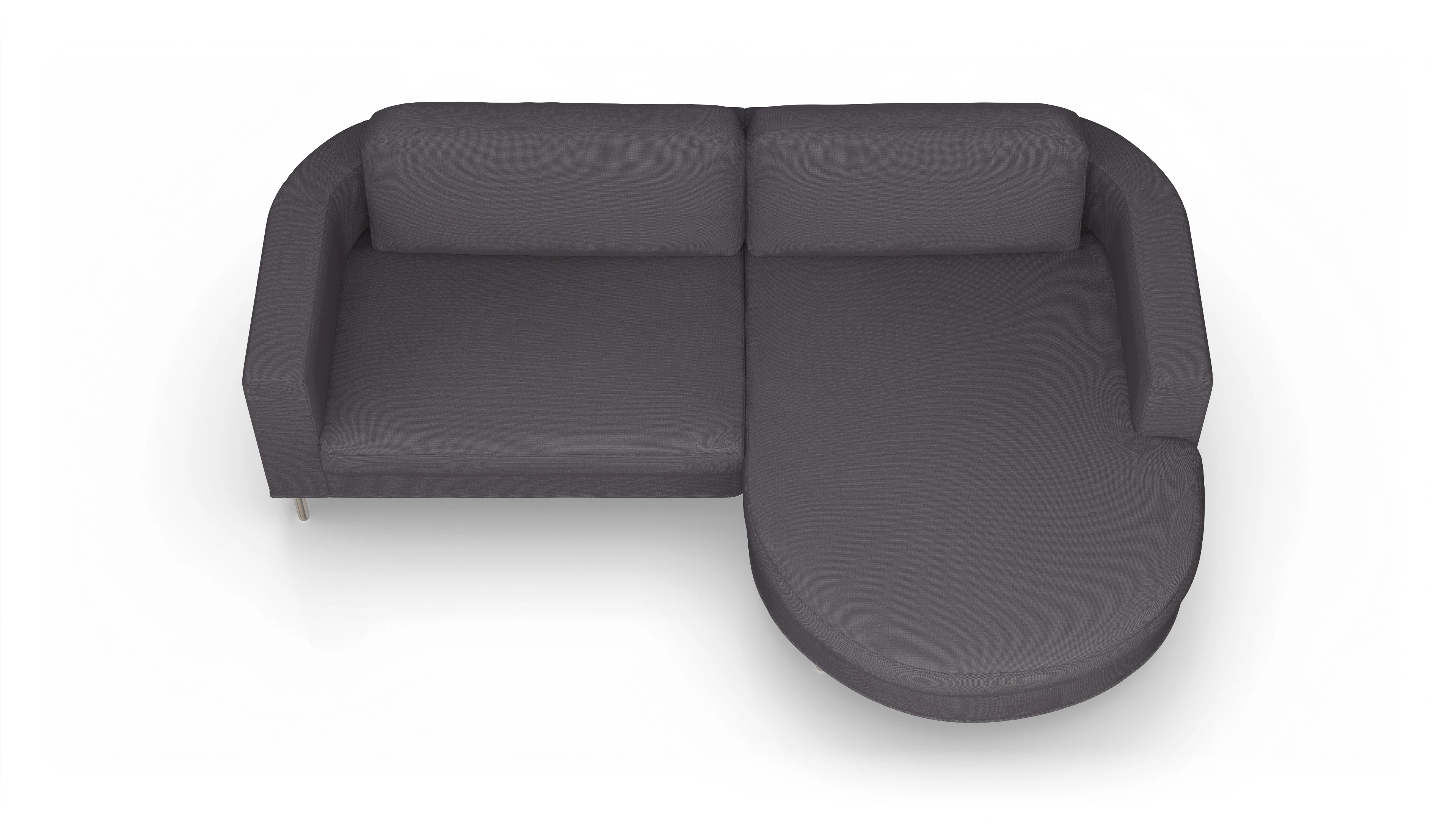 Designer-Stoffsofa Girando Ansicht des Produktes Girando Sofa mit Rec rechts in Stoff rot