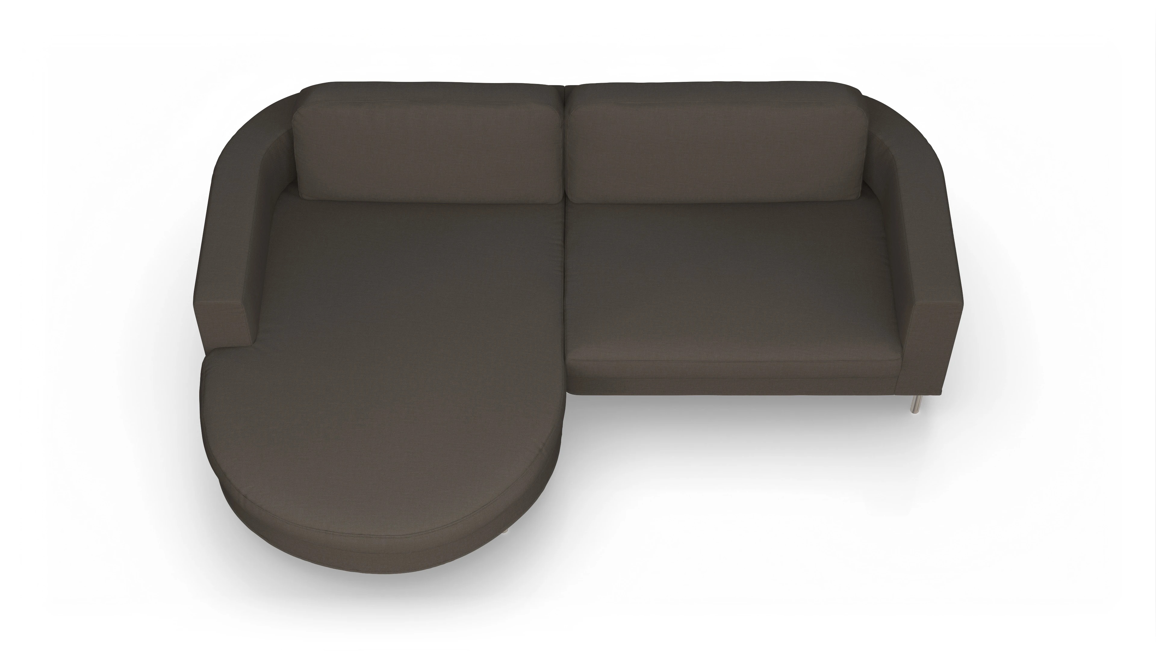 Designer-Stoffsofa Girando Ansicht des Produktes Girando Sofa mit Rec links in Stoff braun
