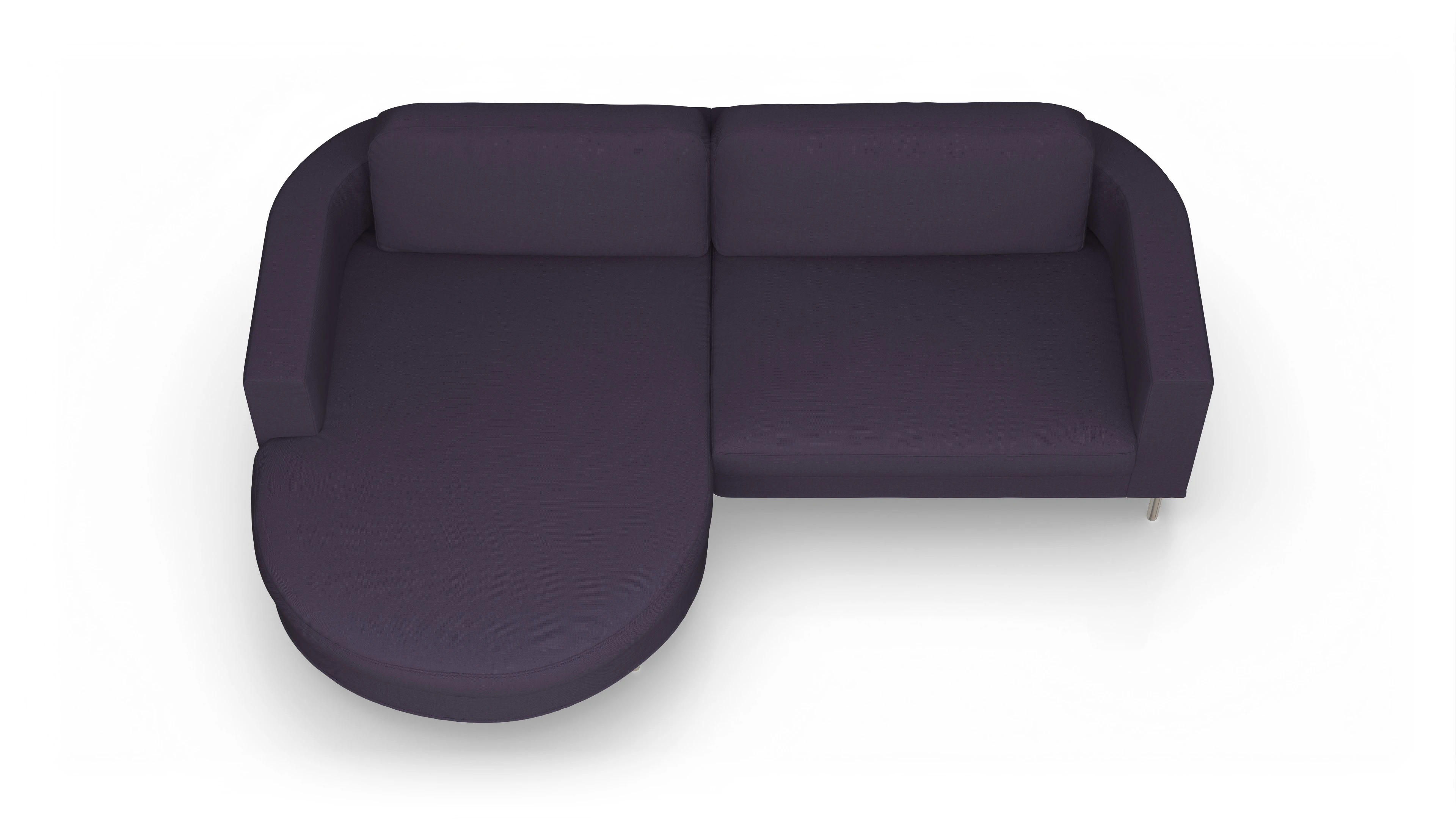 Designer-Stoffsofa Girando Ansicht des Produktes Girando Sofa mit Rec links in Stoff blau