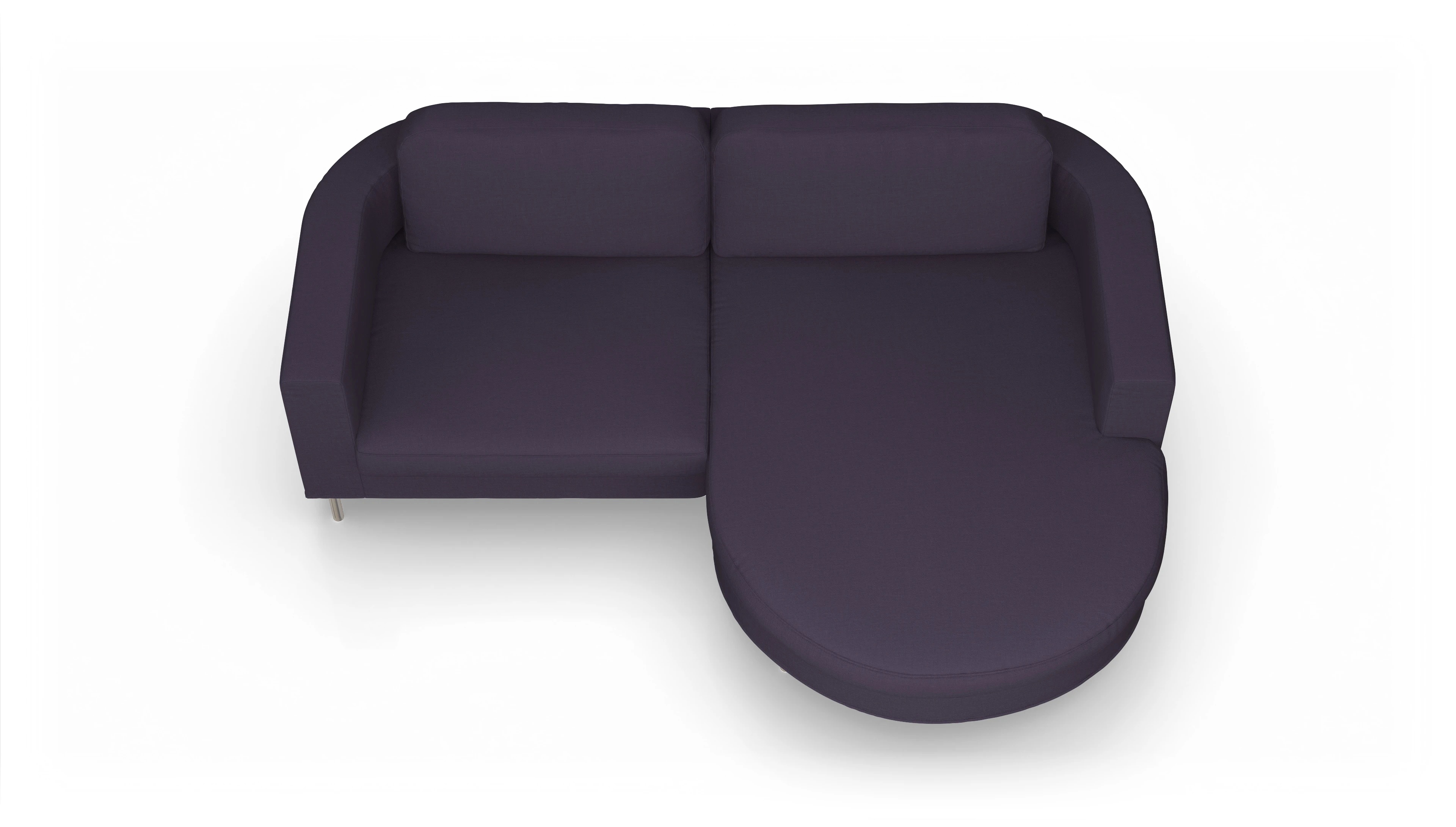 Designer-Stoffsofa Girando Ansicht des Produktes Girando Sofa mit Rec rechts in Stoff blau