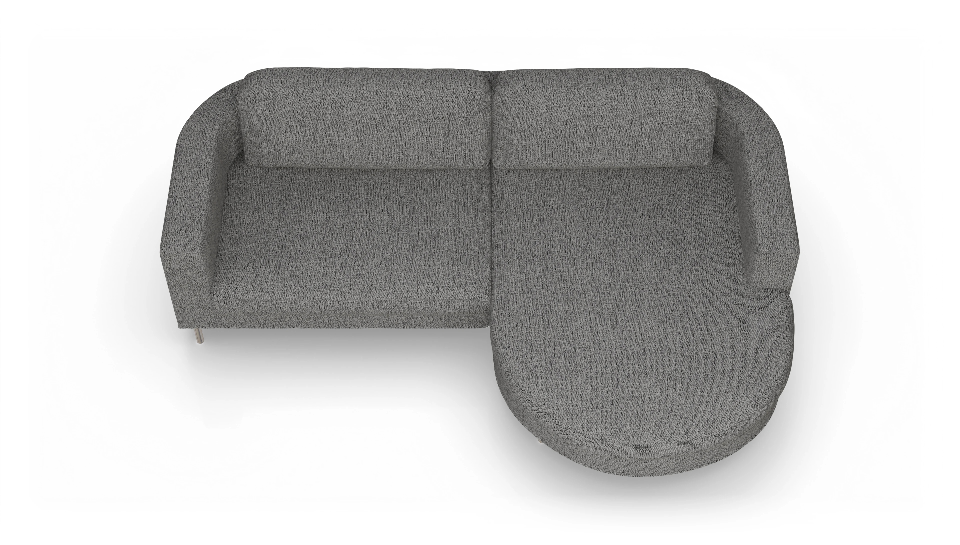 Designer-Stoffsofa Girando Ansicht des Produktes Girando Sofa mit Rec rechts in Stoff grau