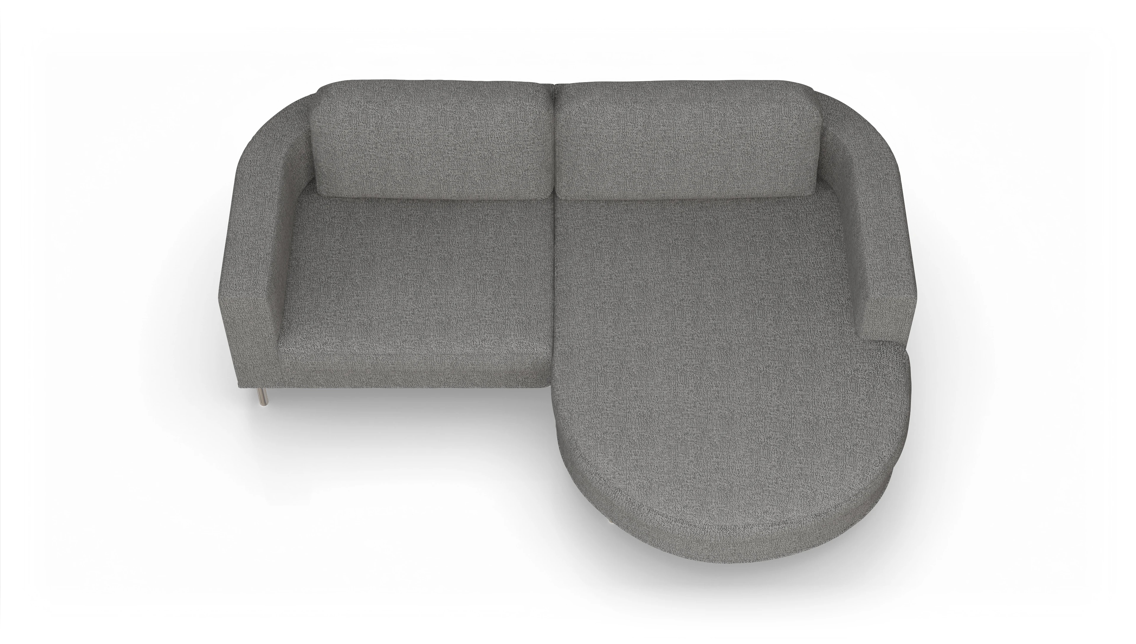 Designer-Stoffsofa Girando Ansicht des Produktes Girando Sofa mit Rec rechts in Stoff grau