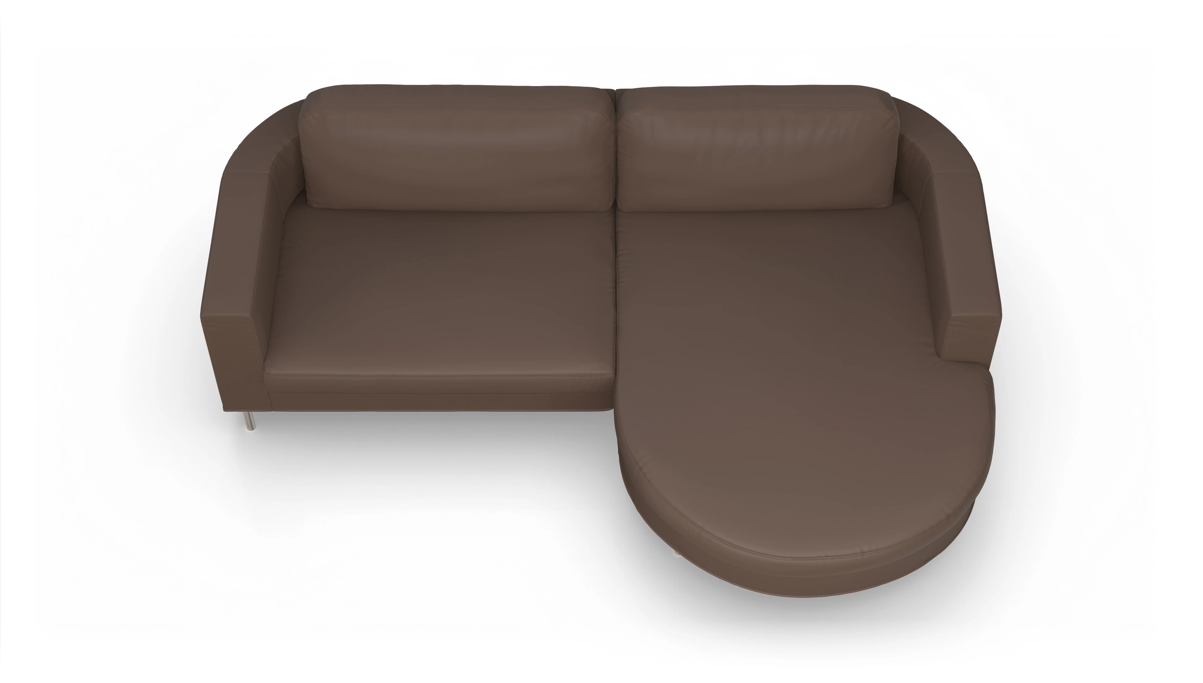 Designer-Ledersofa Girando Ansicht des Produktes Girando Sofa mit Rec rechts in Leder braun