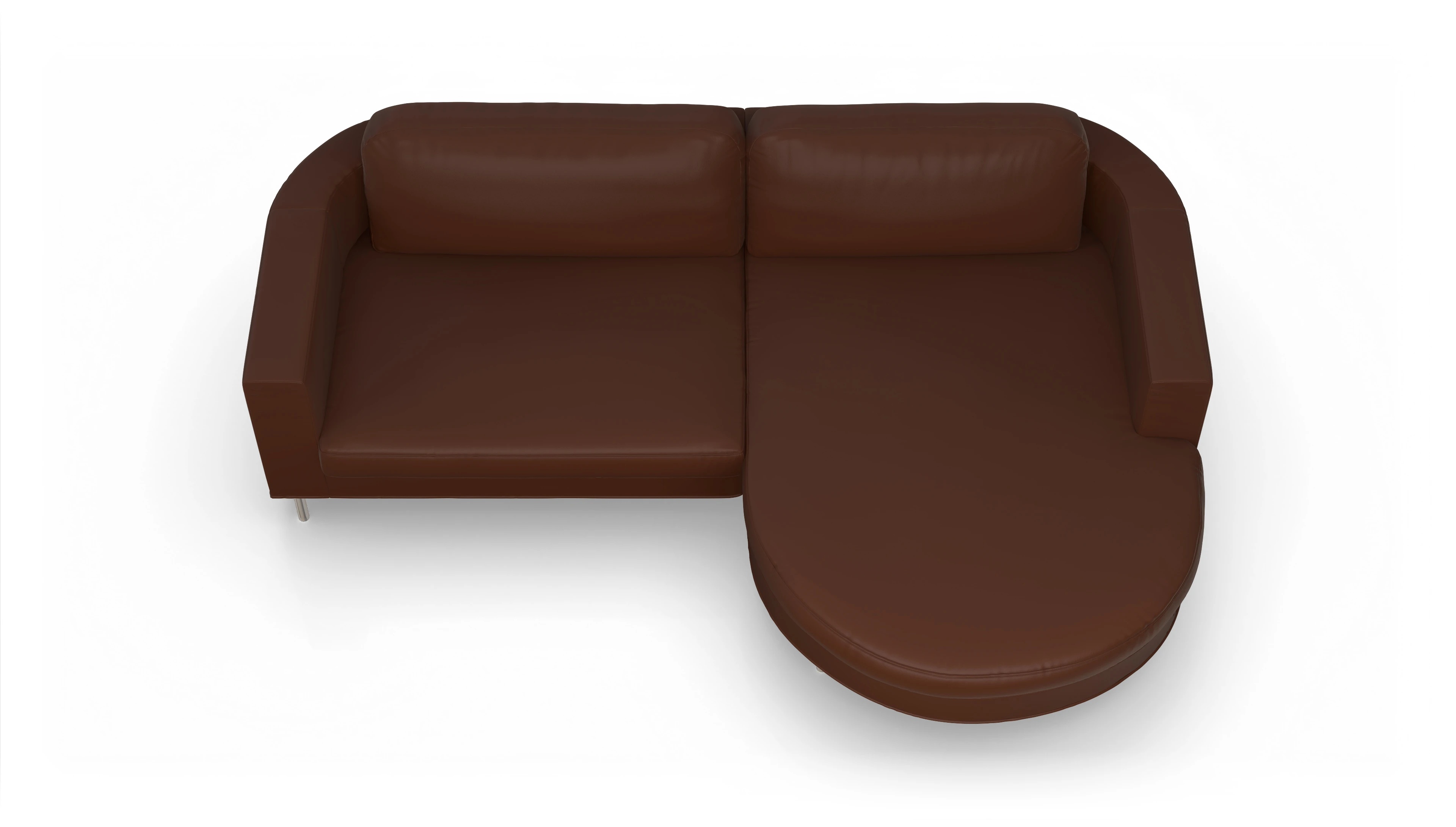 Designer-Ledersofa Girando Ansicht des Produktes Girando Sofa mit Rec rechts in Leder braun