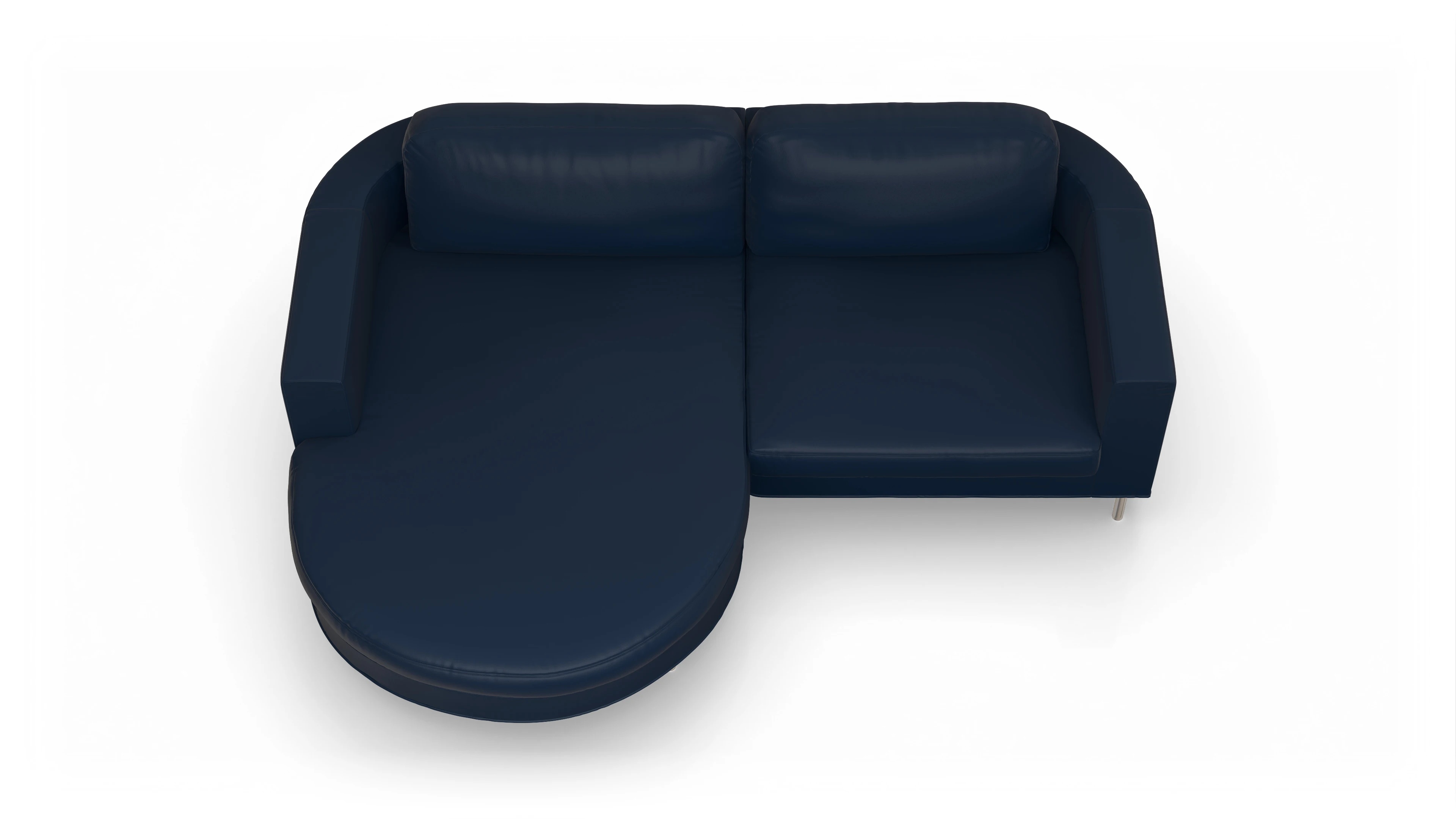 Ansicht des Produktes Girando Sofa mit Rec links in Leder blau