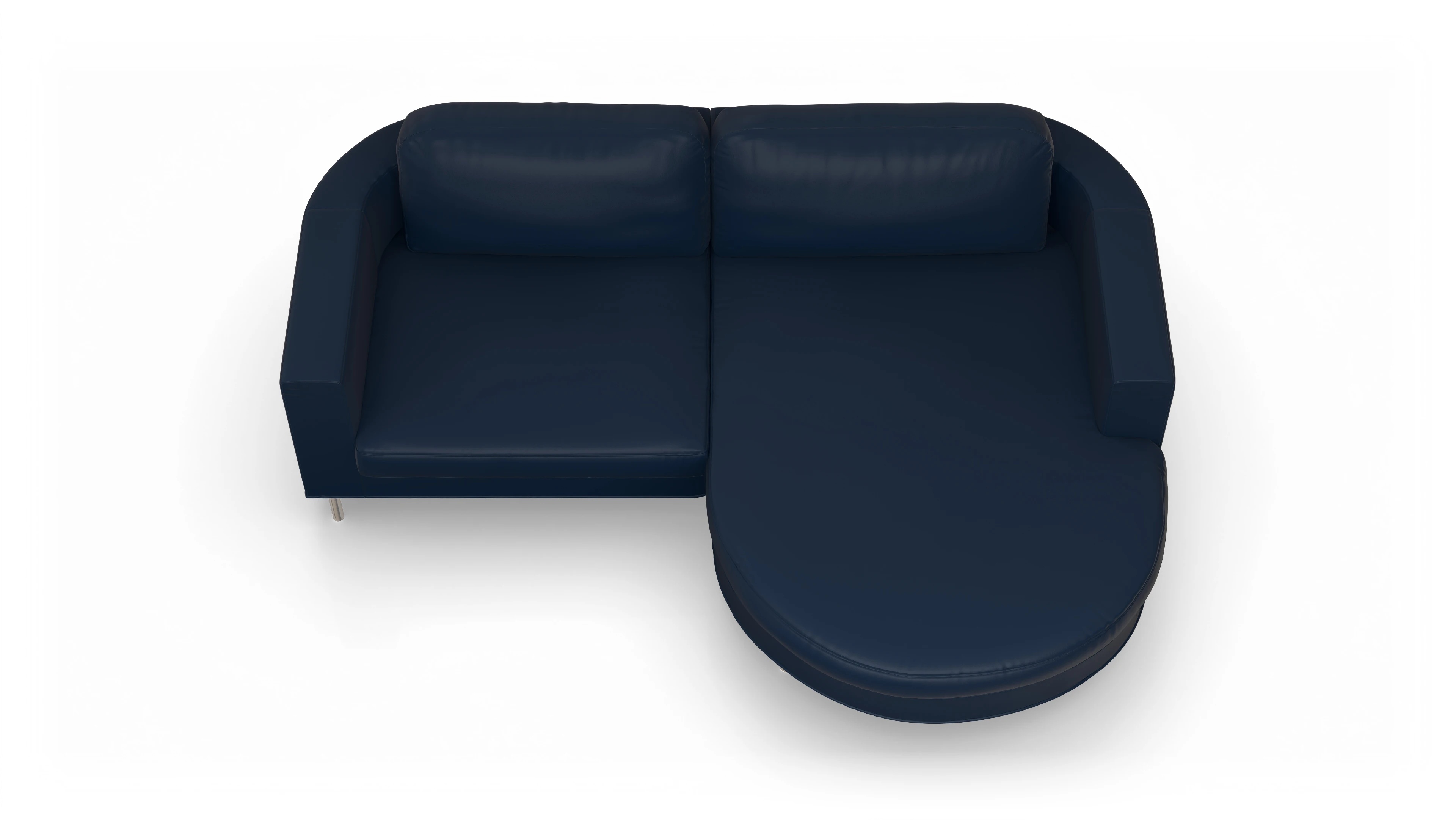 Ansicht des Produktes Girando Sofa mit Rec rechts in Leder blau