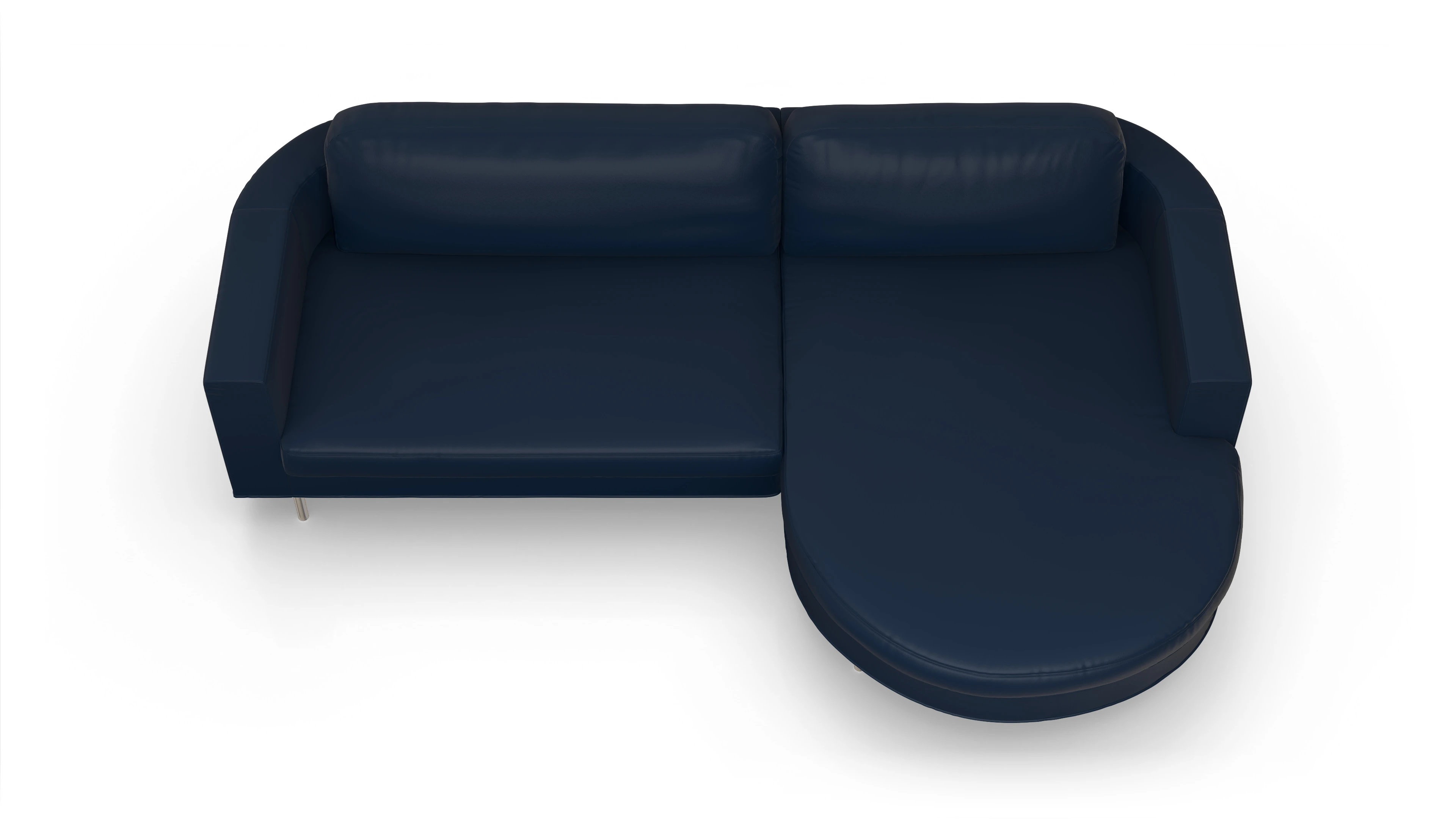 Ansicht des Produktes Girando Sofa mit Rec rechts in Leder blau