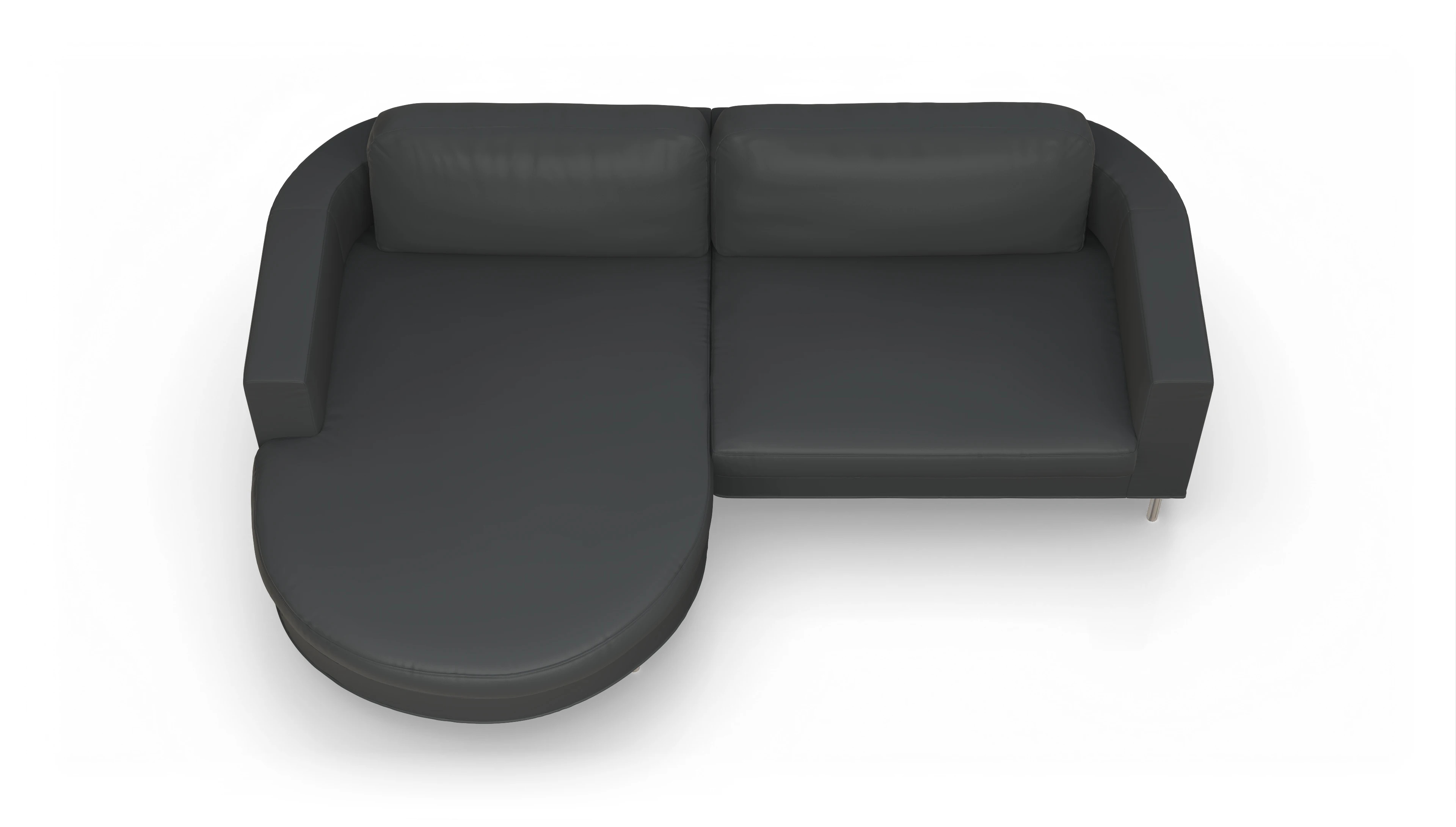 Ansicht des Produktes Girando Sofa mit Rec links in Leder grau