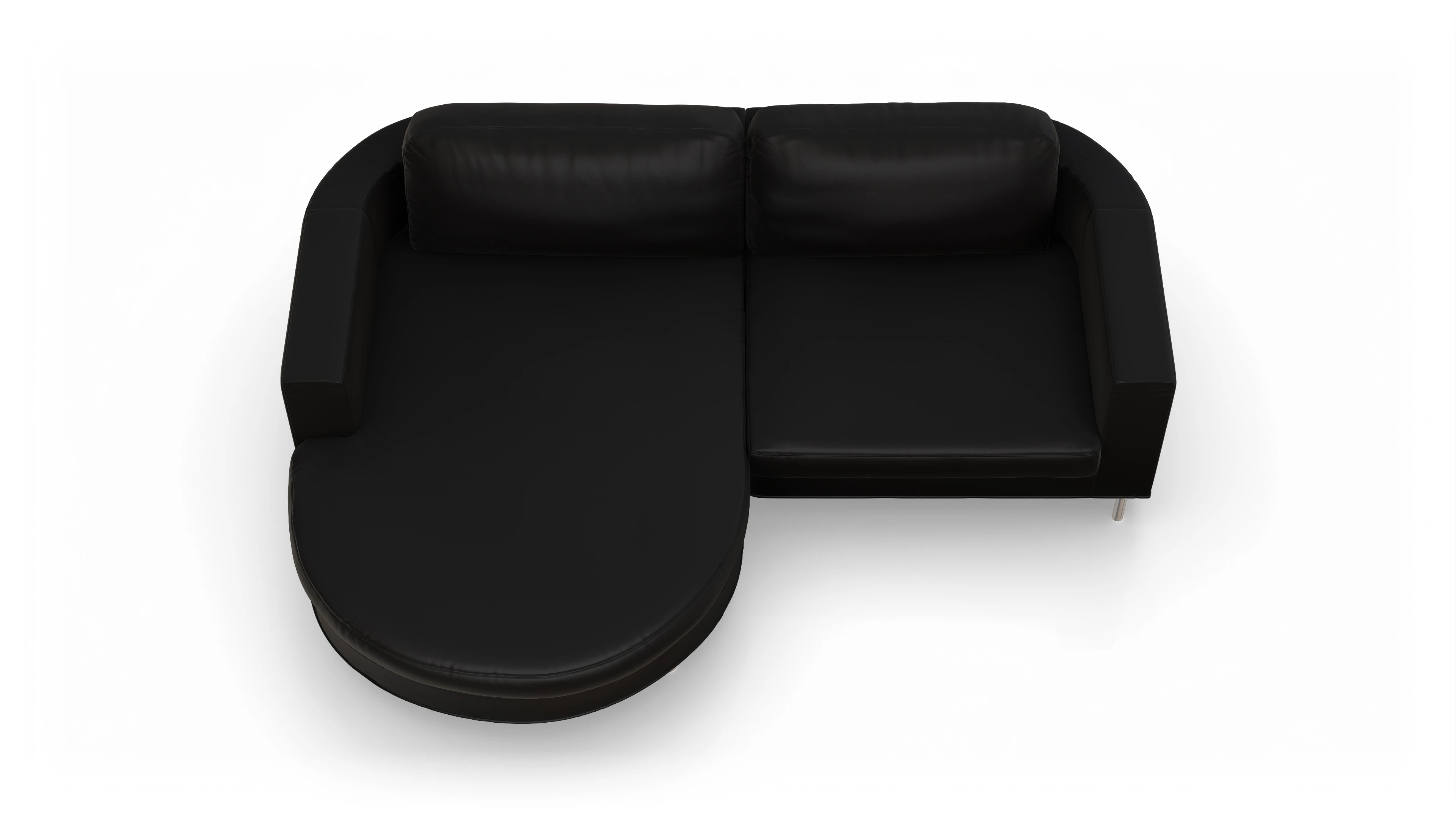 Ansicht des Produktes Girando Sofa mit Rec links in Leder schwarz