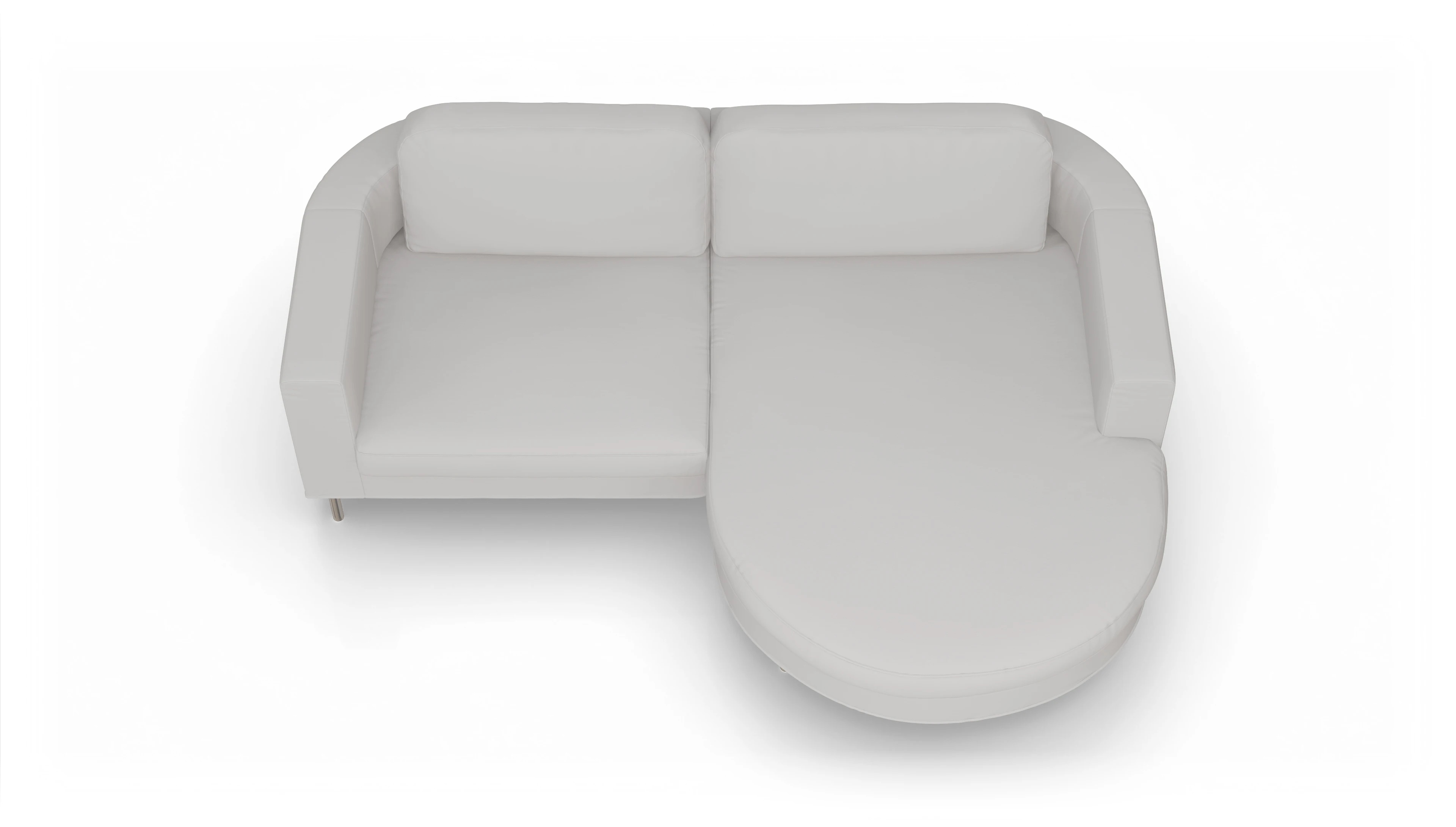 Designer-Ledersofa Girando Ansicht des Produktes Girando Sofa mit Rec rechts in Leder weiß