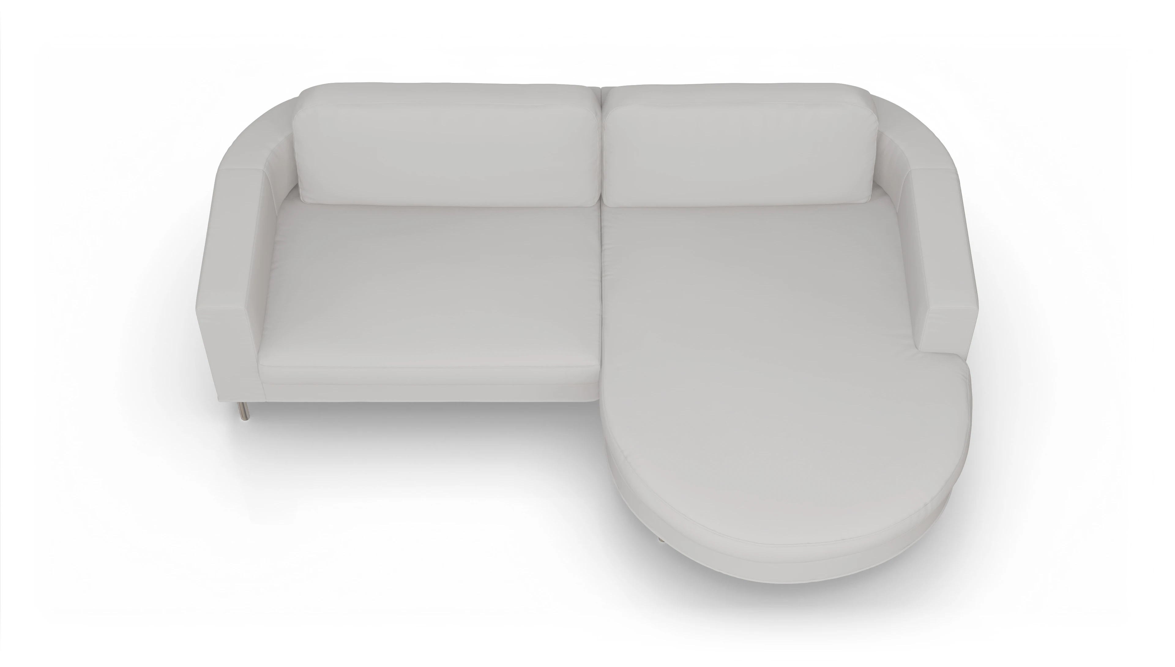 Ansicht des Produktes Girando Sofa mit Rec rechts in Leder weiß