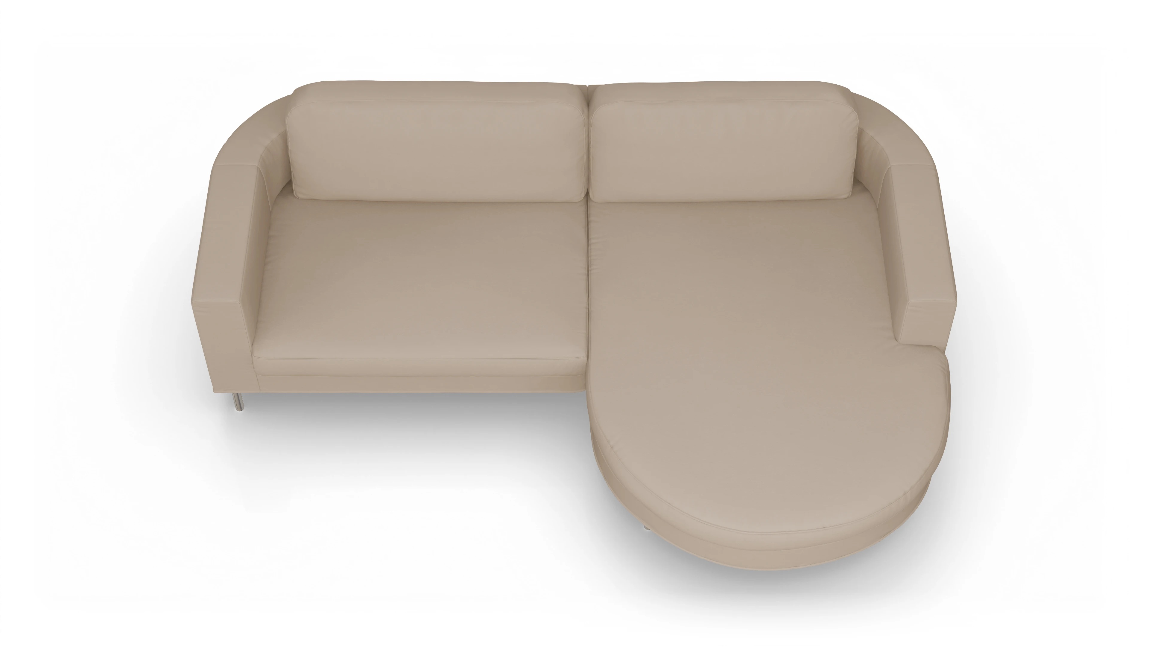 Designer-Ledersofa Girando Ansicht des Produktes Girando Sofa mit Rec rechts in Leder beige