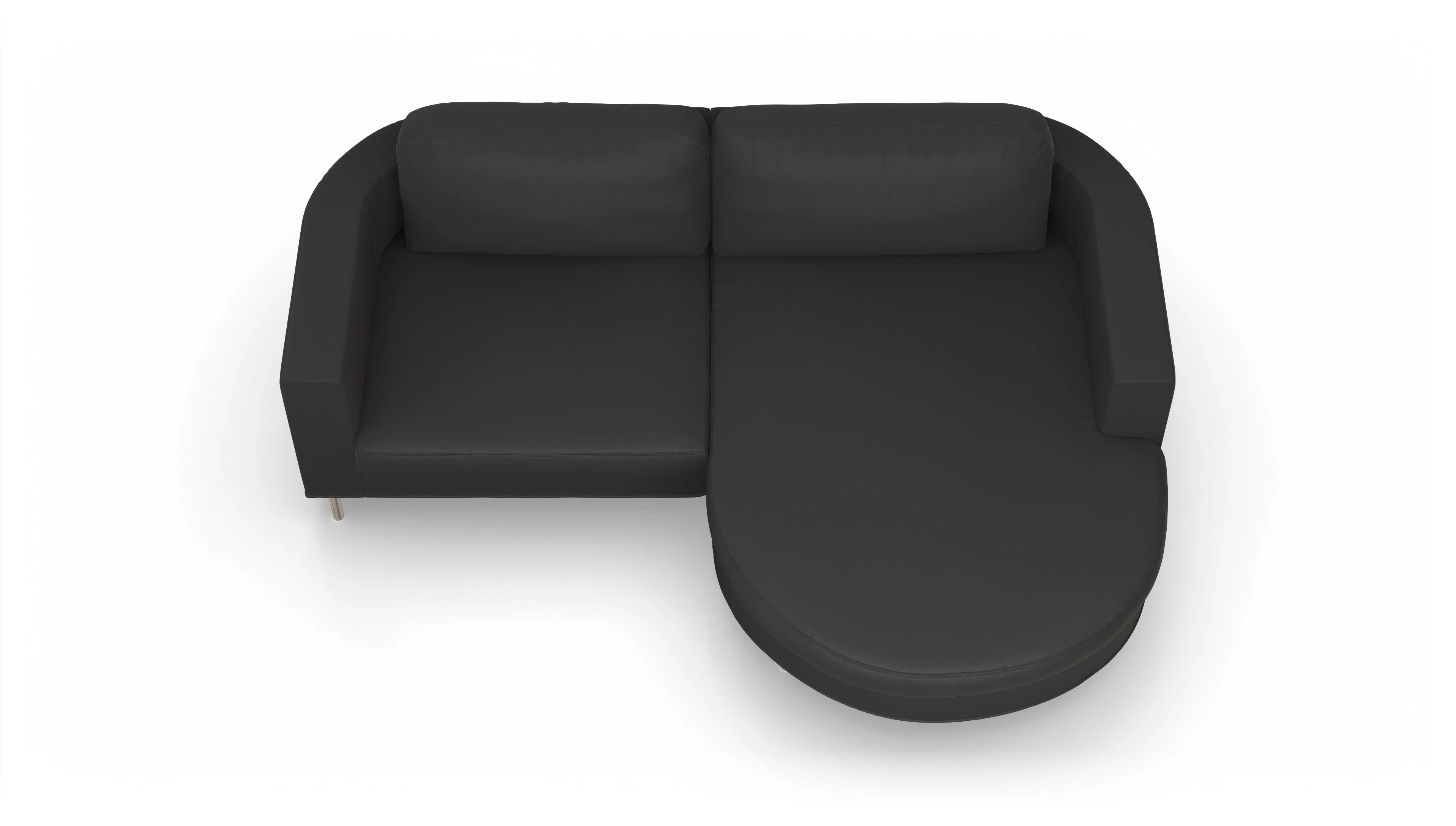 Designer-Ledersofa Girando Ansicht des Produktes Girando Sofa mit Rec rechts in Leder schwarz