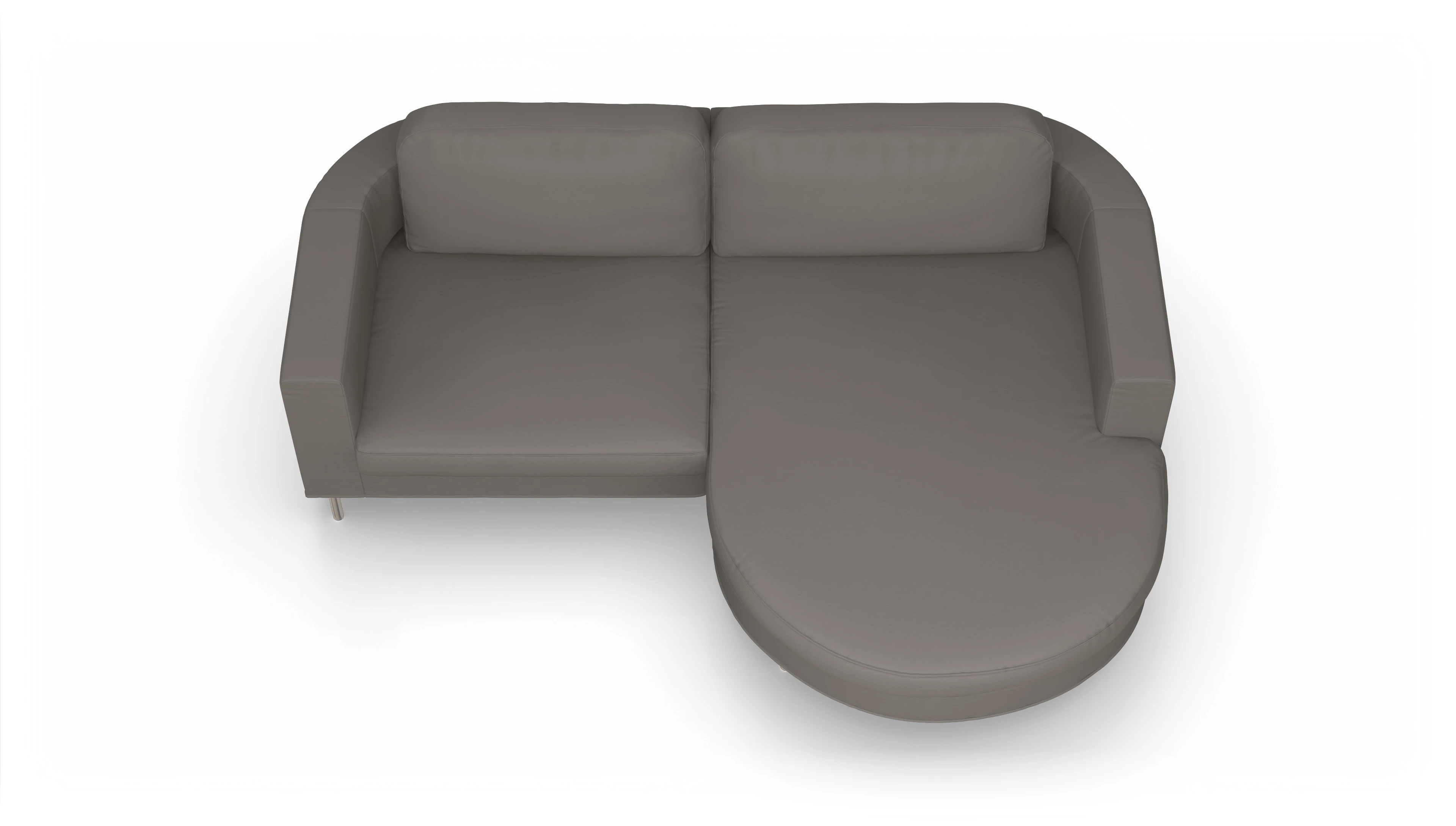 Designer-Ledersofa Girando Ansicht des Produktes Girando Sofa mit Rec rechts in Leder grau