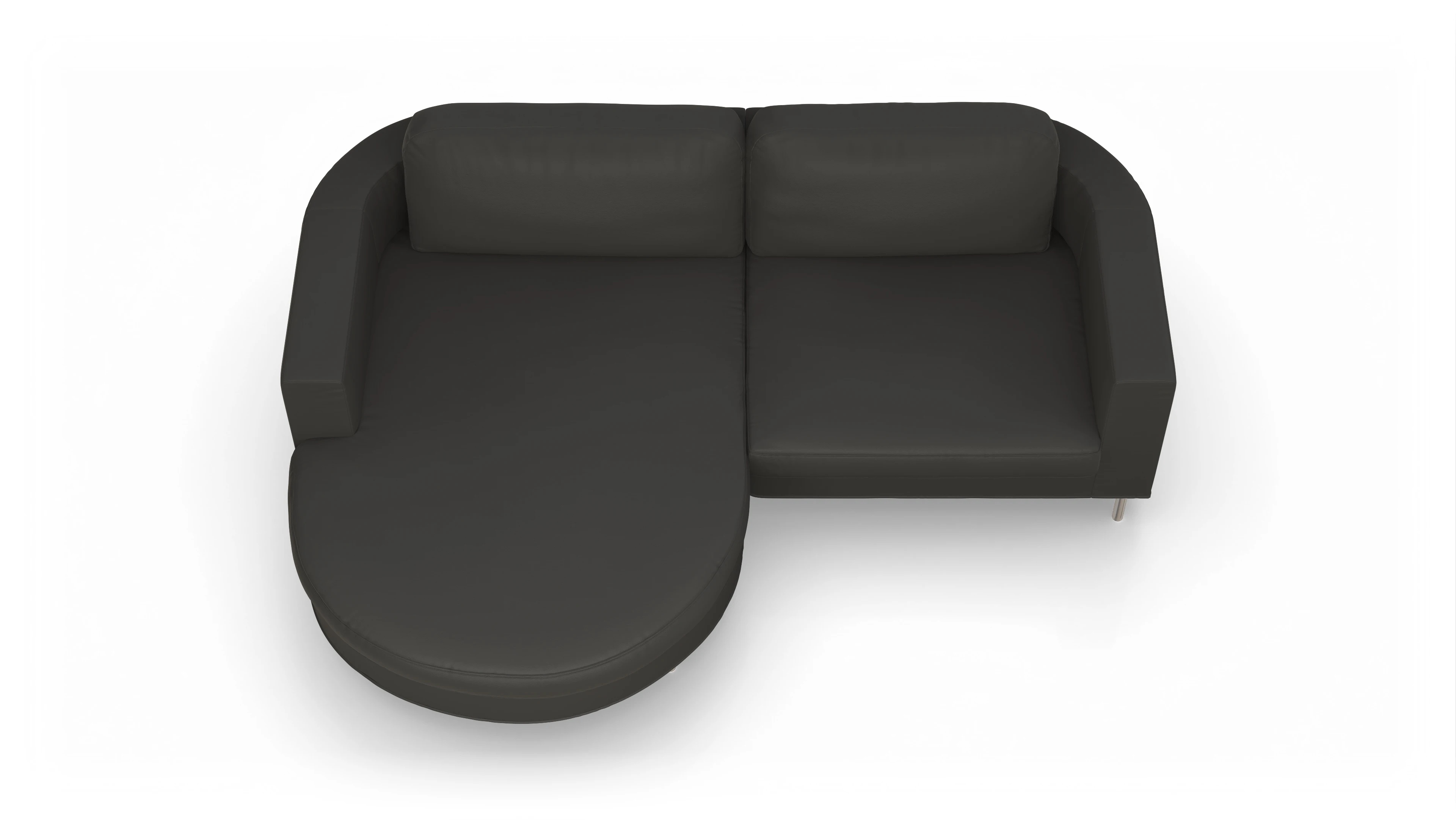 Designer-Ledersofa Girando Ansicht des Produktes Girando Sofa mit Rec links in Leder grau