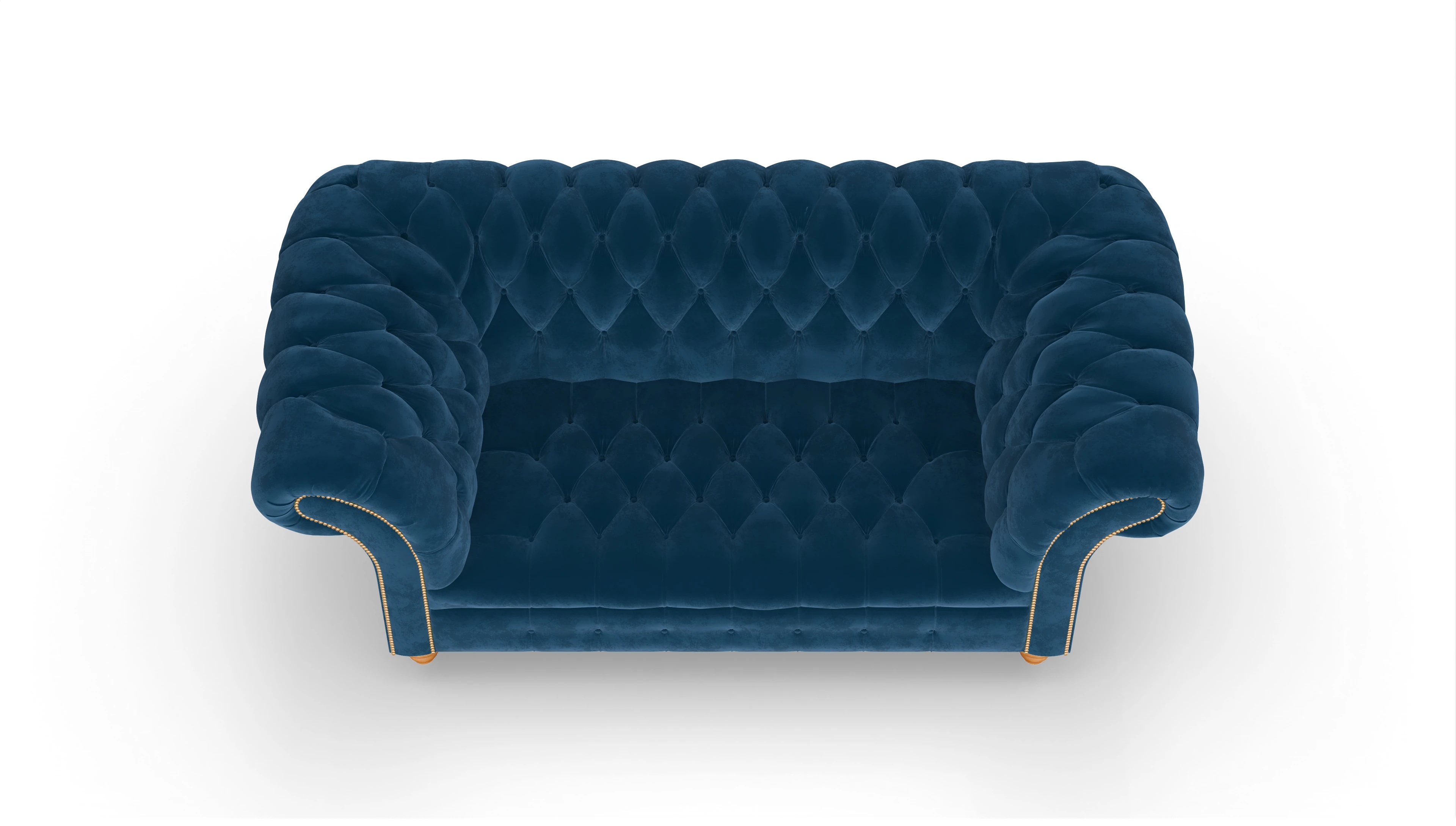 Kolonialstil-Sofa Mayfair in Samt Ansicht des Produktes Mayfair 2-Sitzer in Samt blau