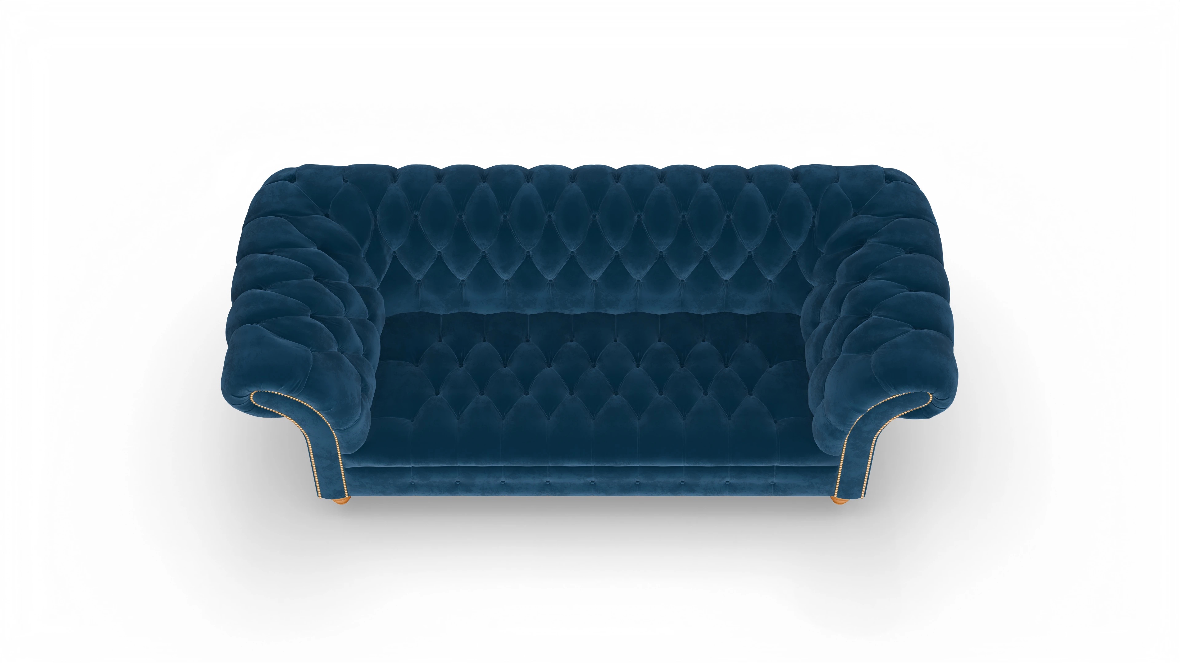 Kolonialstil-Sofa Mayfair in Samt Ansicht des Produktes Mayfair 3-Sitzer in Samt blau