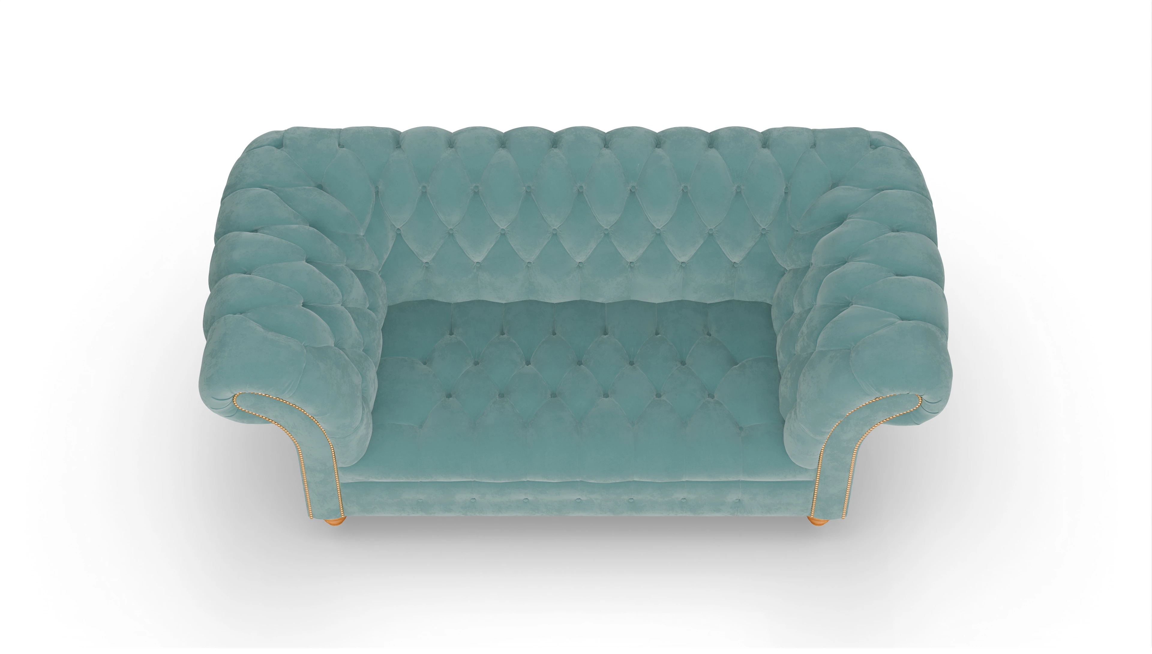 Kolonialstil-Sofa Mayfair in Samt Ansicht des Produktes Mayfair 2-Sitzer in Samt blau