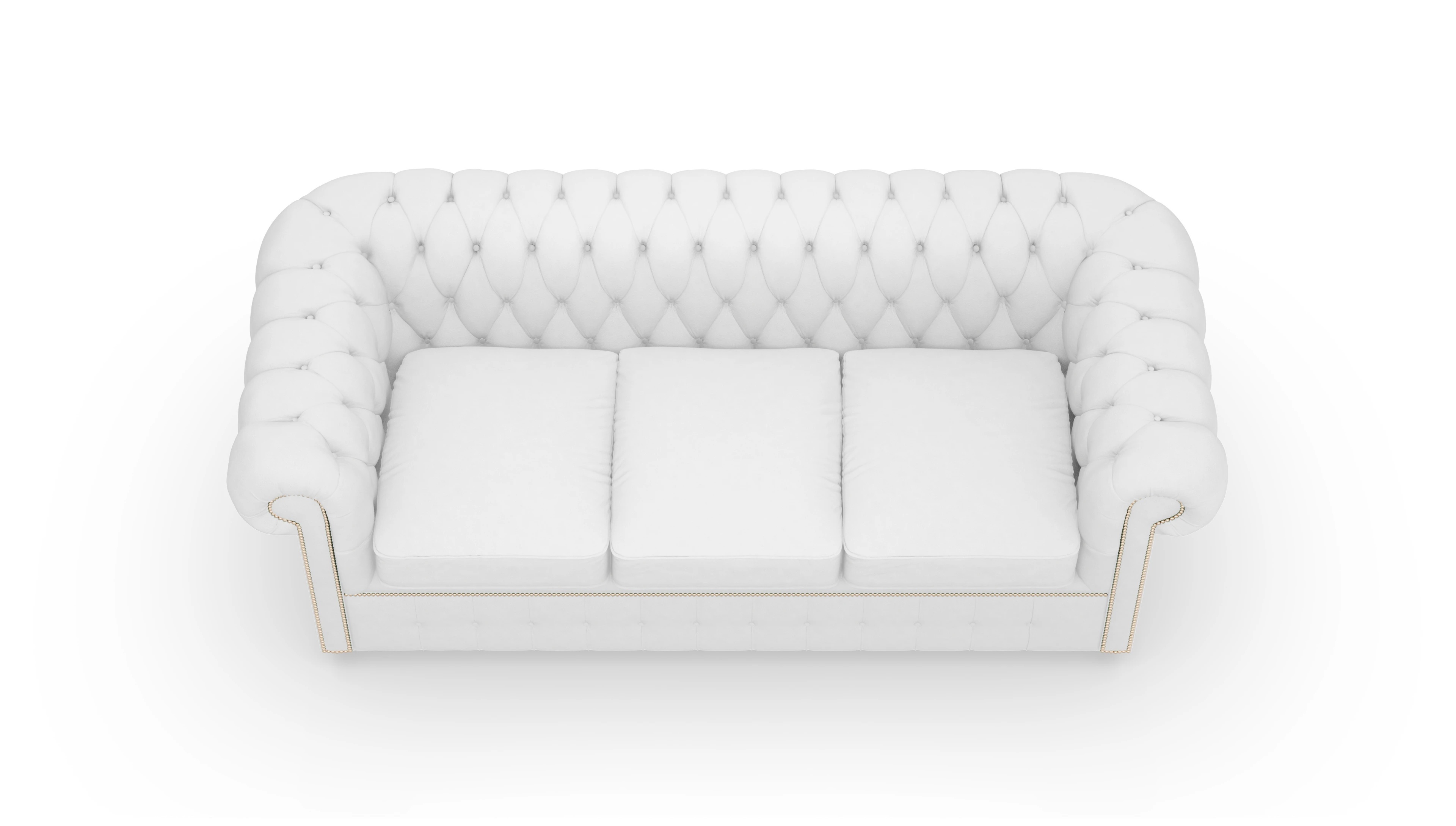 Schlafsofa Devon im Chesterfield-Stil Ansicht des Produktes Devon 3-Sitzer in Leder weiß