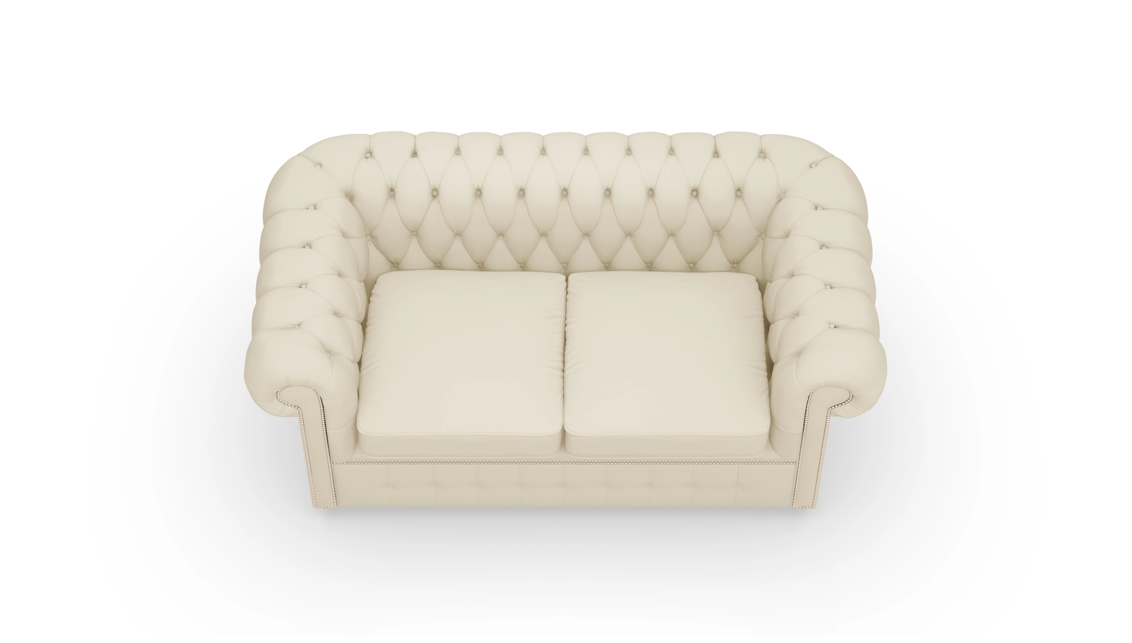 Schlafsofa Devon im Chesterfield-Stil Ansicht des Produktes Devon 2-Sitzer in Leder weiß