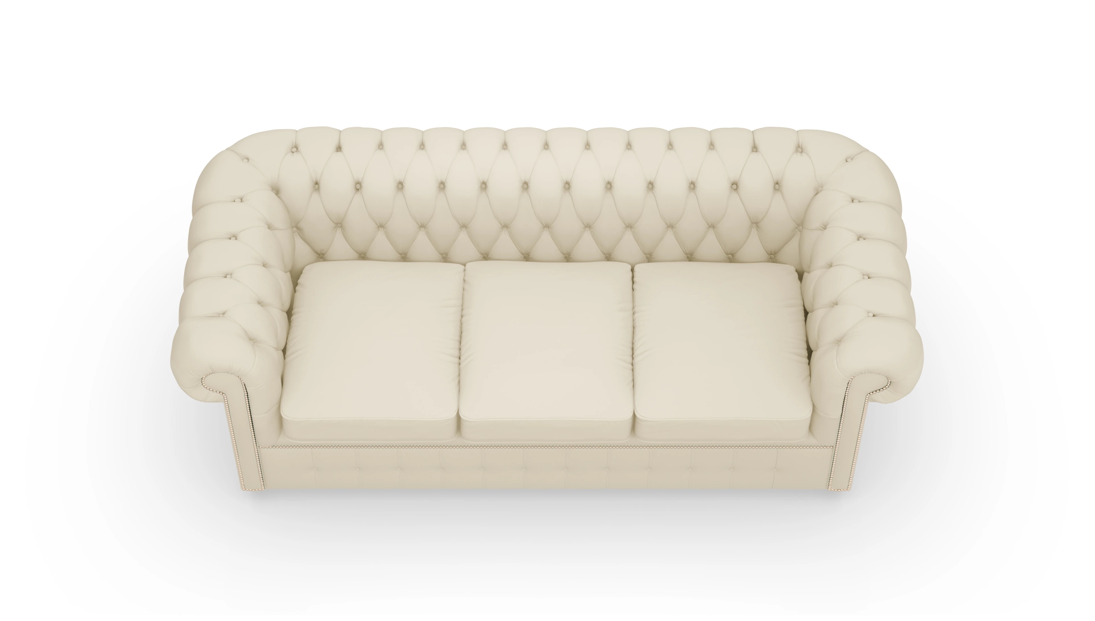 Schlafsofa Devon im Chesterfield-Stil Ansicht des Produktes Devon 3-Sitzer in Leder weiß