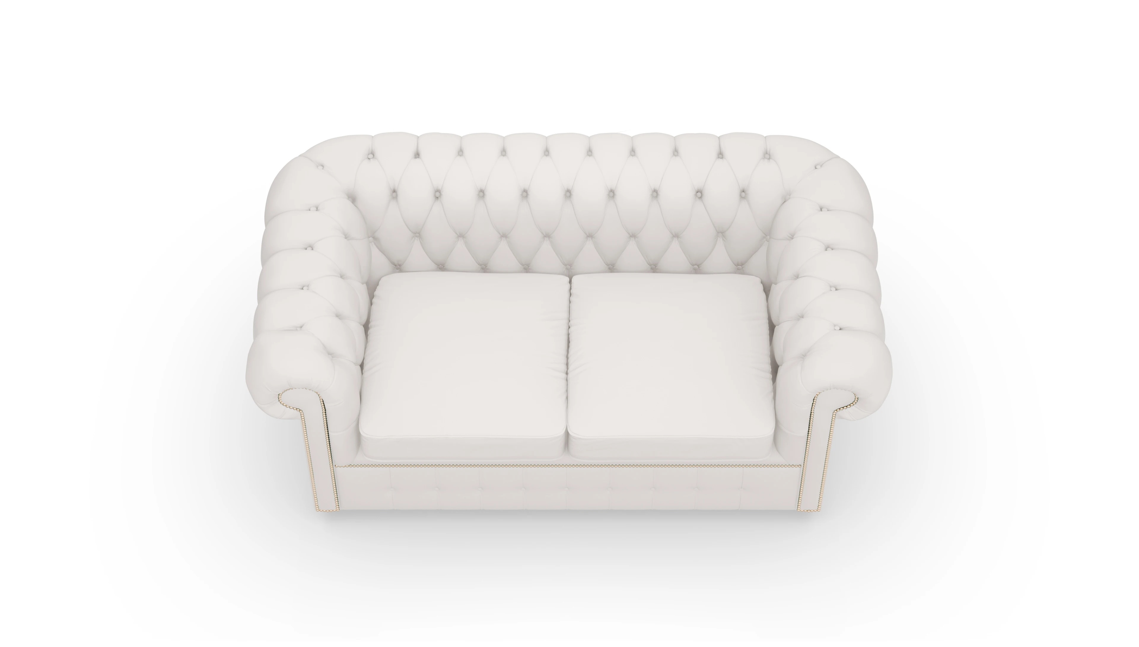 Schlafsofa Devon im Chesterfield-Stil Ansicht des Produktes Devon 2-Sitzer in Leder weiß