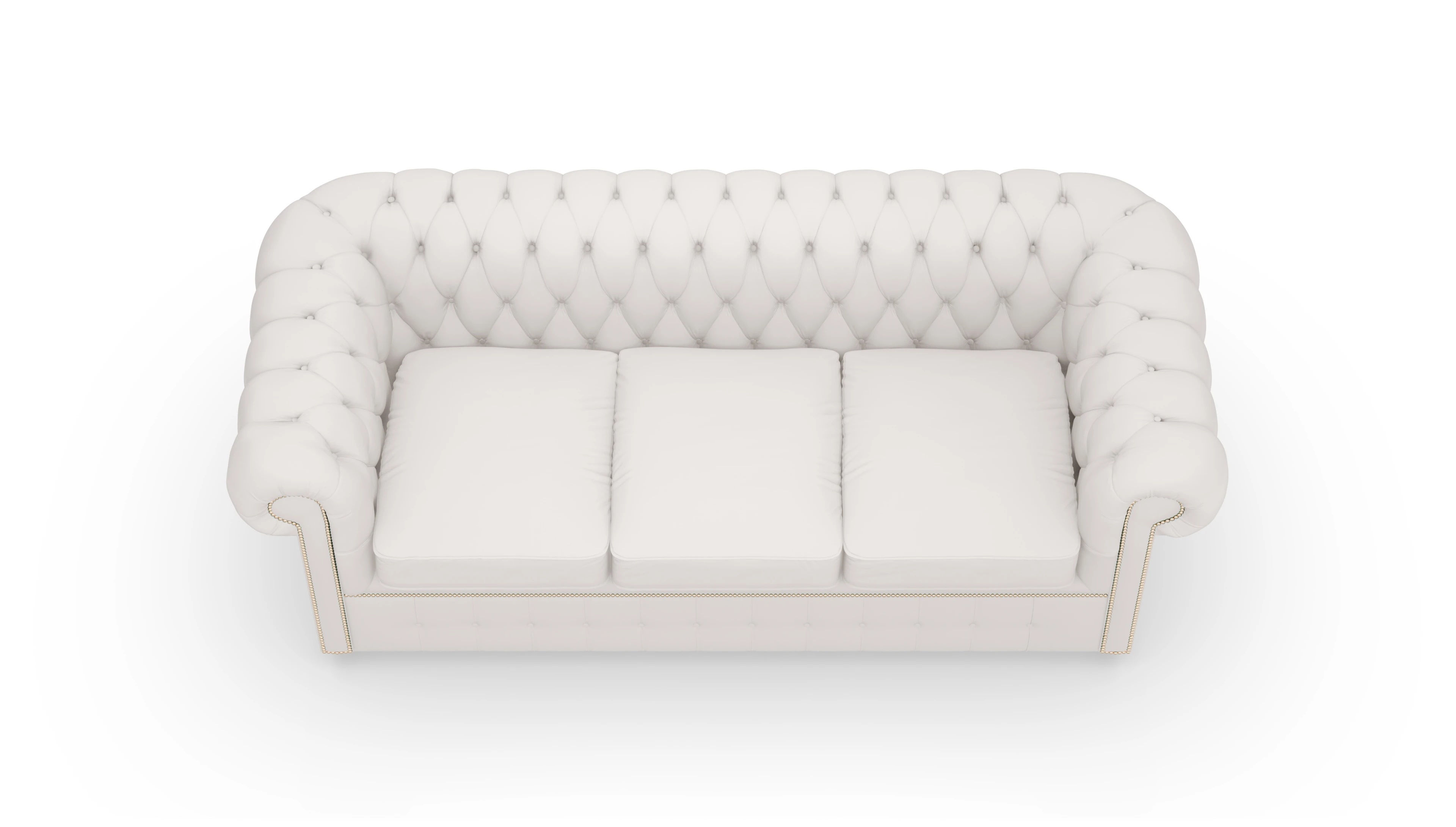 Schlafsofa Devon im Chesterfield-Stil Ansicht des Produktes Devon 3-Sitzer in Leder weiß