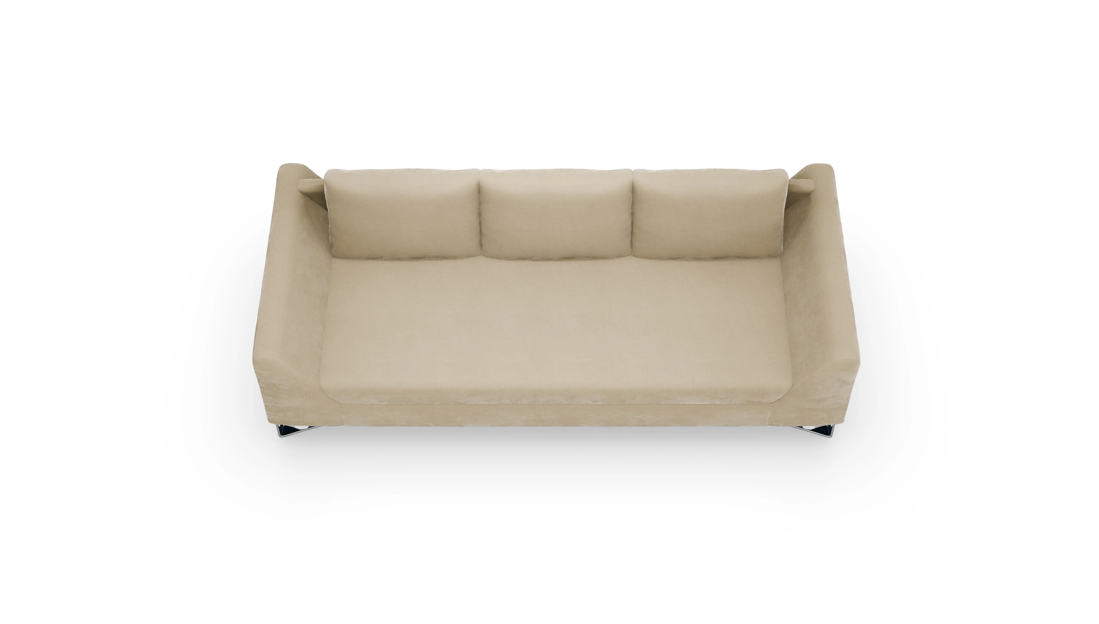 Designer-Sofa Vertice in Stoff Ansicht des Produktes Vertice 3-Sitzer in Samt weiß