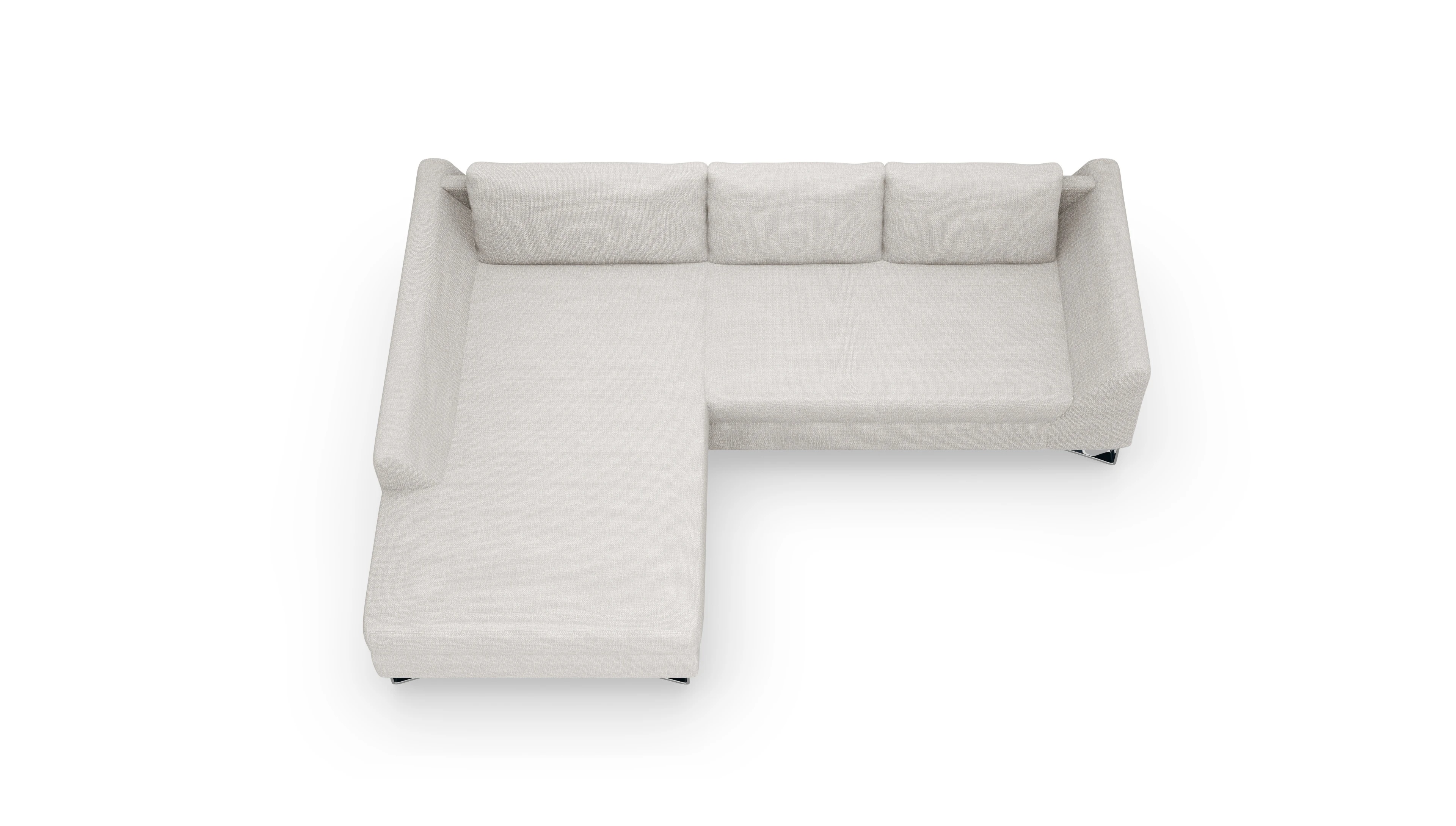 Designer-Sofa Vertice in Stoff Ansicht des Produktes Vertice Sofa mit Rec links in Stoff weiß